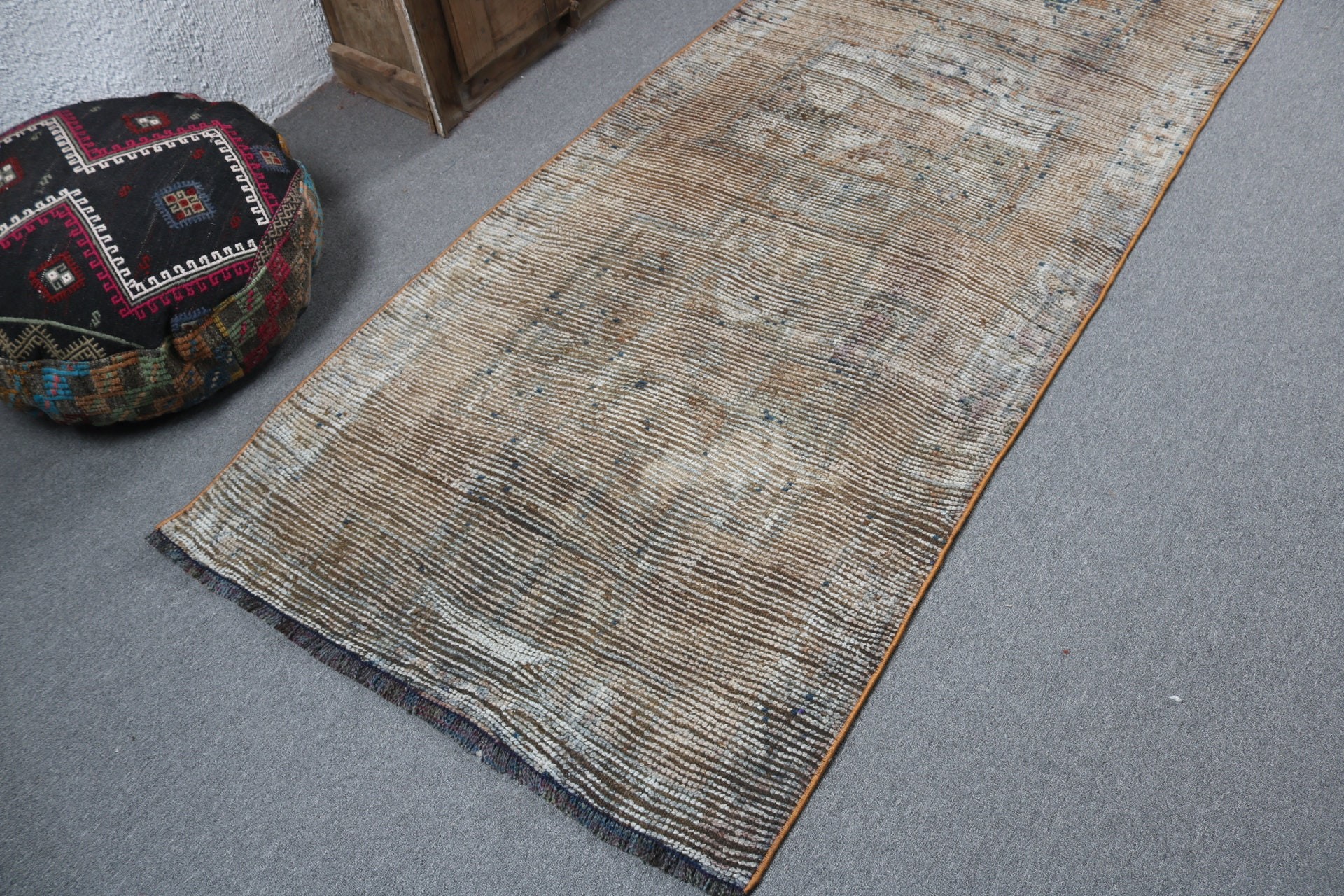 Flatweave Rugs, Brown Geometric Rug, Vintage Runner Rugs, Hallway Rug, Turkish Rugs, Geometric Rugs, Vintage Rugs, 3.4x11.2 ft Runner Rugs