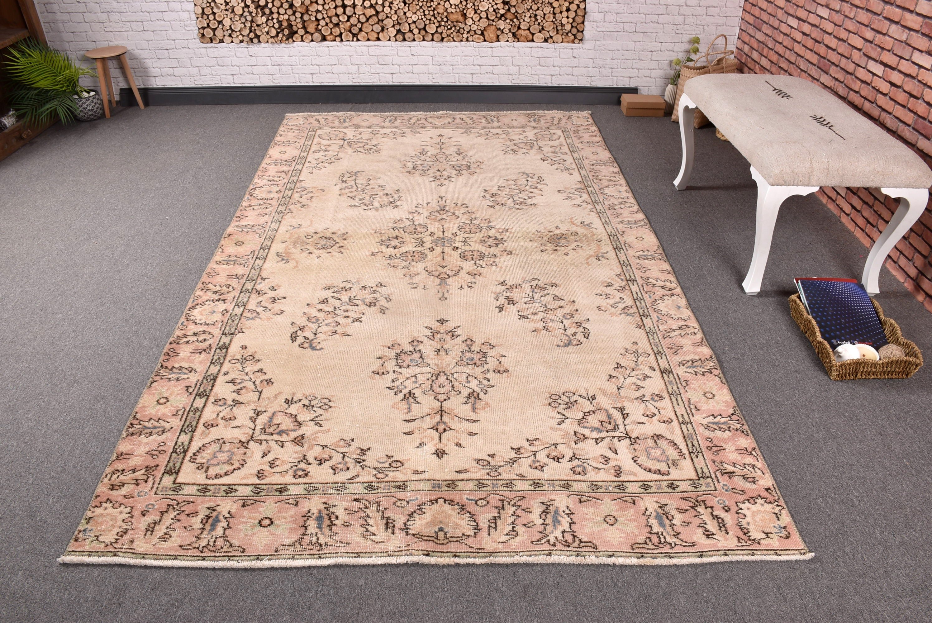 Turkish Rugs, Salon Rug, Moroccan Rugs, Beige Anatolian Rug, Turkey Rug, Dining Room Rugs, 5.1x9 ft Large Rug, Vintage Rug