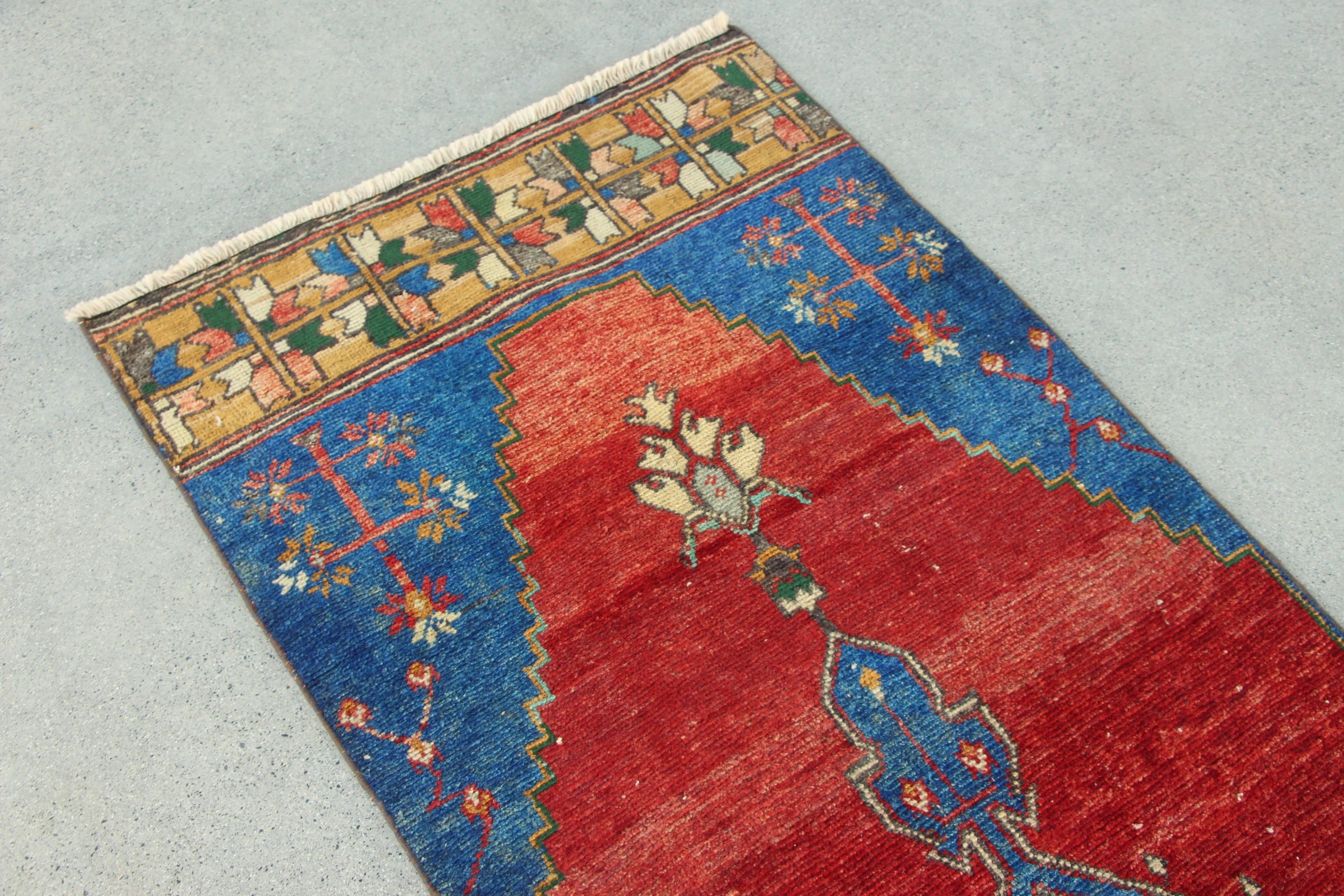 Türk Halıları, Vintage Halılar, 2.3x7.1 ft Runner Halı, Kırmızı Açıklama Halısı, Koridor Halıları, Merdiven Halıları, Düz Dokuma Halı, Soğuk Halı, Koridor Halısı