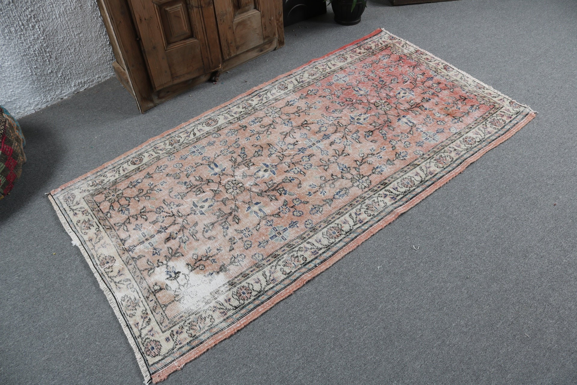 Giriş Halıları, Ev Dekorasyonu Halıları, Geometrik Halılar, Dekoratif Halılar, Turuncu Yer Halısı, 3,2x6,2 ft Accent Halı, Vintage Halı, Türk Halısı