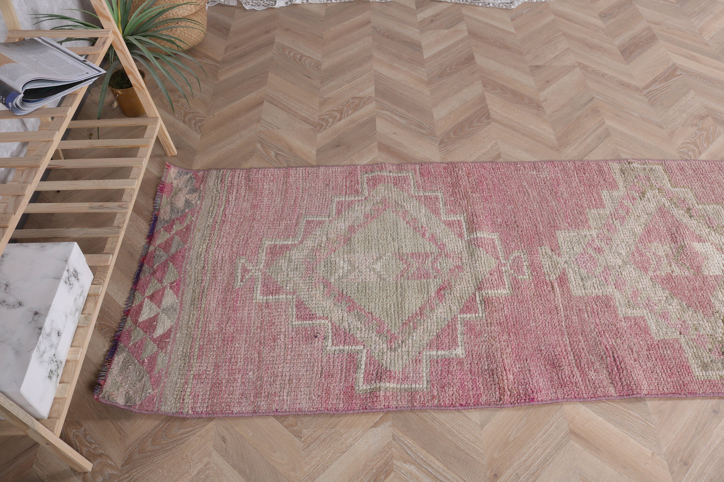 Turkish Rugs, Bedroom Rugs, 2.6x10.9 ft Runner Rugs, Vintage Rugs, Stair Rugs, Pink Kitchen Rug, Anatolian Rug, Corridor Rug, Modern Rug