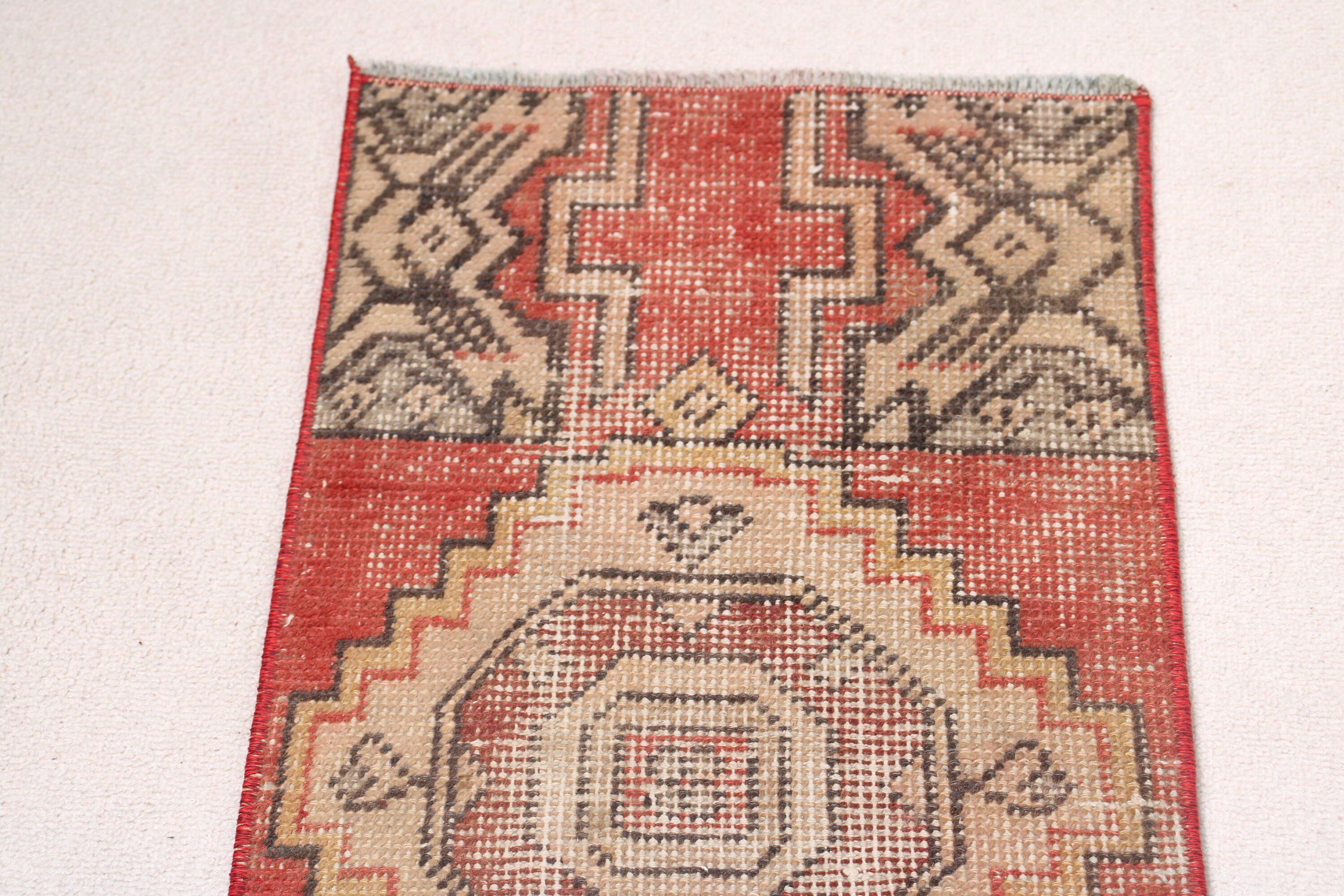 Vintage Decor Rug, Bedroom Rug, Small Boho Rugs, Red Wool Rugs, Cool Rug, Door Mat Rugs, Vintage Rugs, Turkish Rug, 1.3x2.6 ft Small Rugs