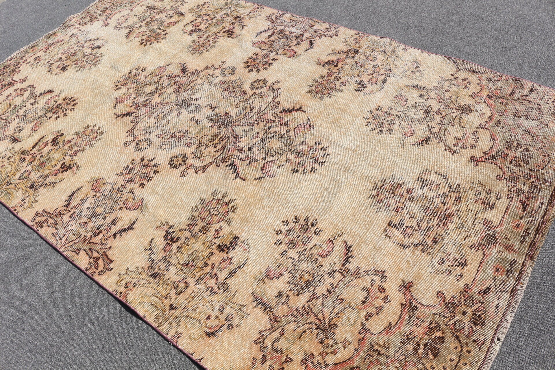 Turkish Rugs, 5.4x8.9 ft Large Rug, Beige Kitchen Rug, Living Room Rug, Cool Rugs, Rugs for Salon, Bedroom Rug, Vintage Rug