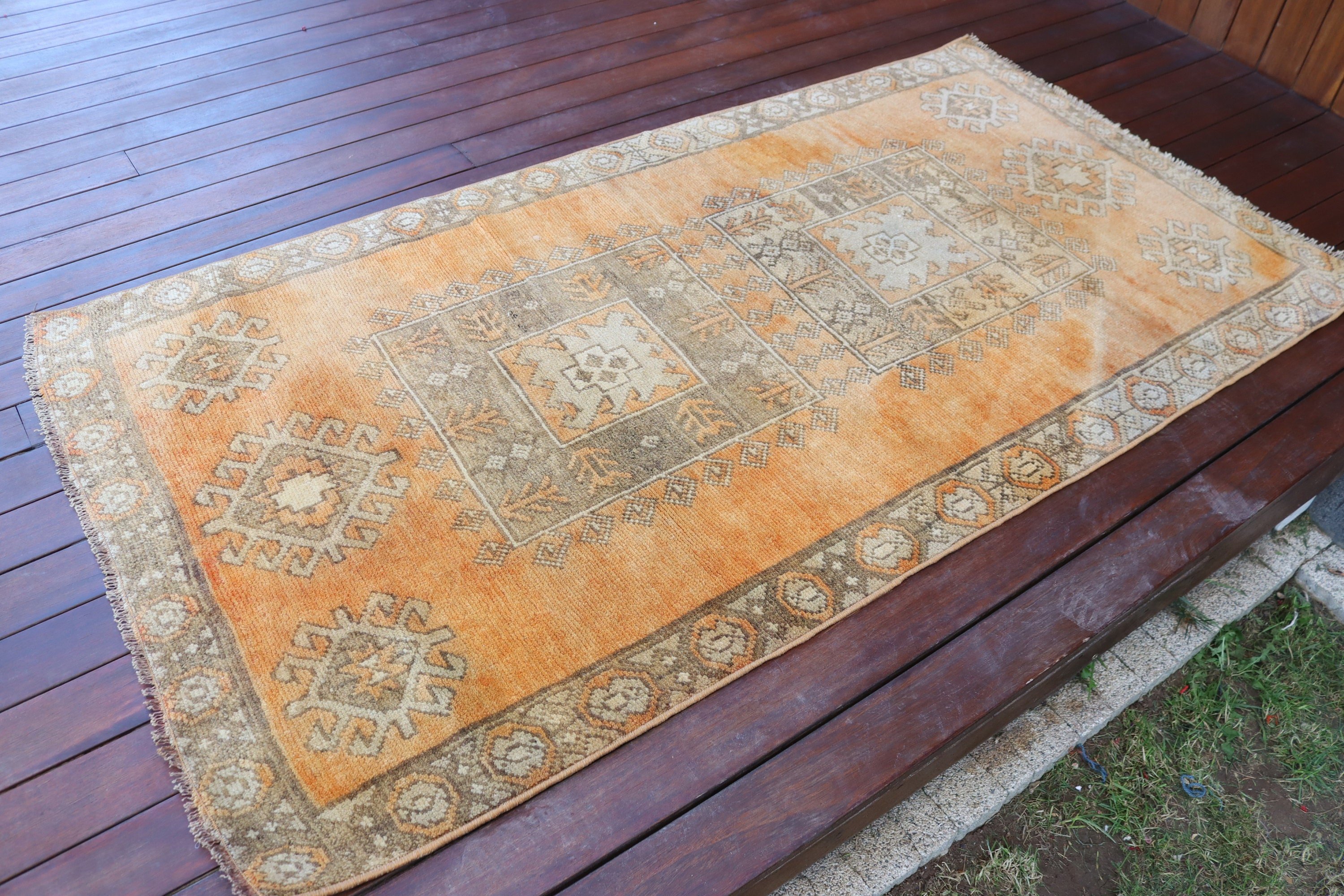 Türk Halısı, Dekoratif Halılar, Boho Halılar, 3,2x6,2 ft Vurgu Halısı, Turuncu Ev Dekor Halıları, Vintage Halı, Giriş Halıları, Açıklama Halısı