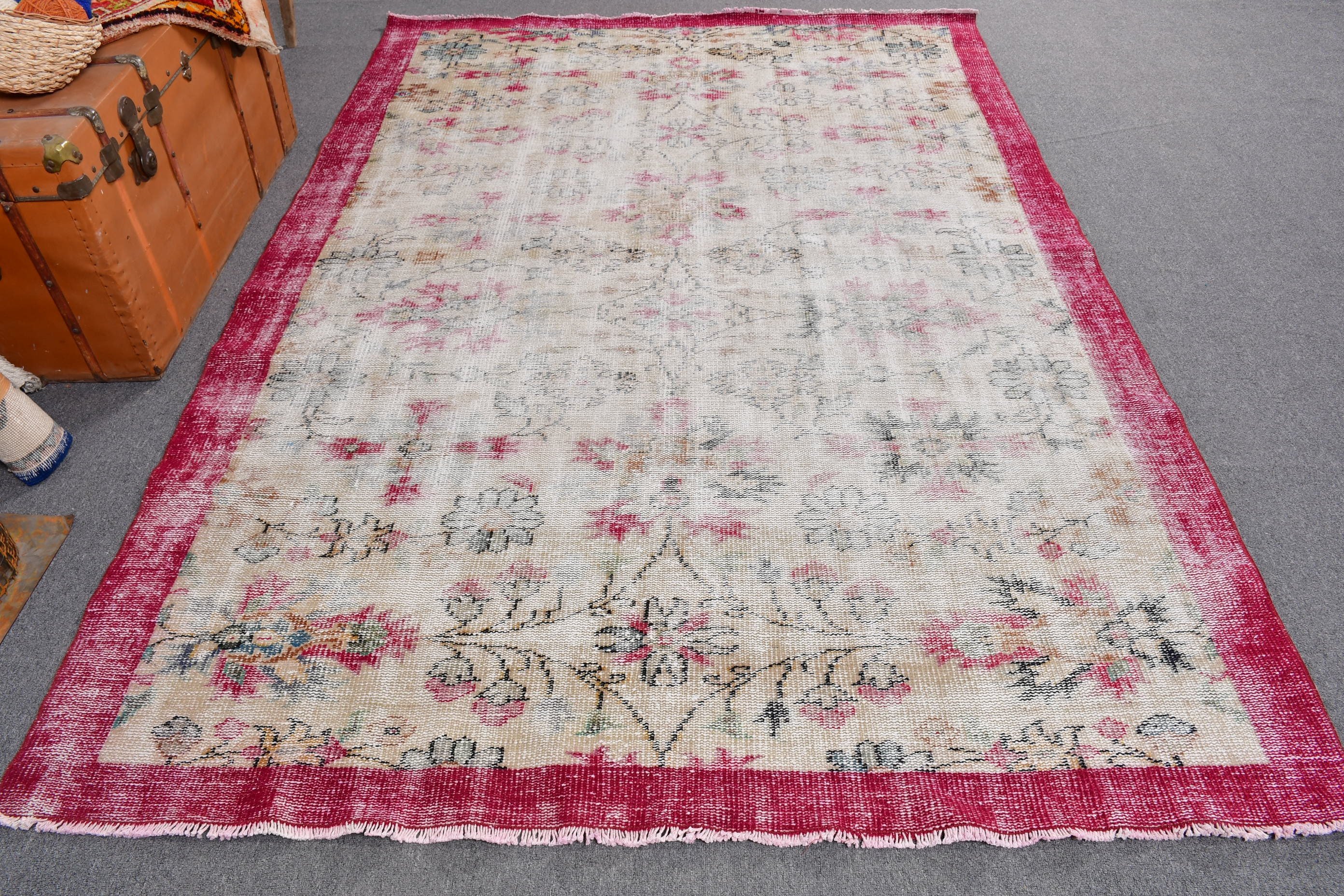 Sarı Antika Halılar, 5.9x8.6 ft Büyük Halı, Vintage Halılar, Büyük Vintage Halı, Yer Halıları, Türk Halısı, Yatak Odası Halıları, Harika Halılar, Oushak Halı