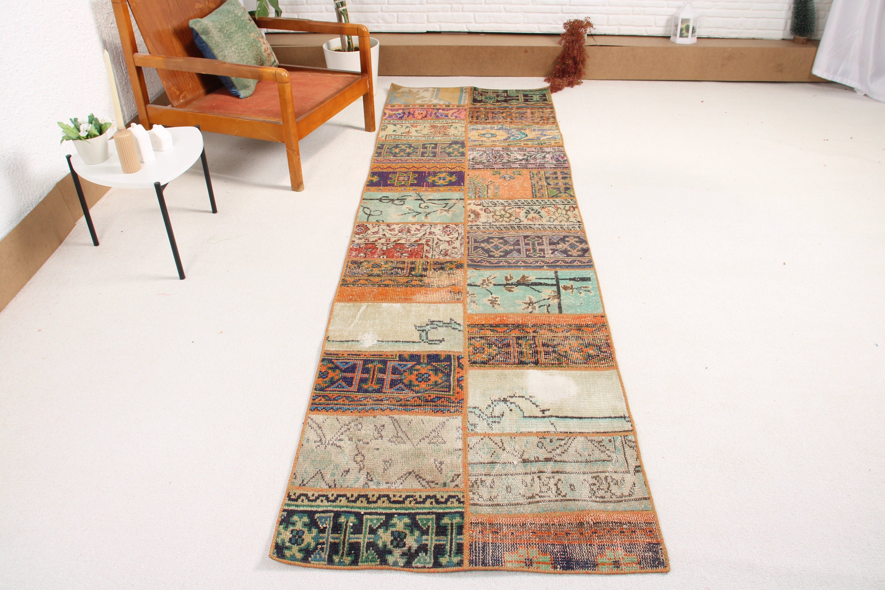 Long Runner Rug, Hallway Rug, Modern Rugs, Wool Rug, Orange  2.8x9.3 ft Runner Rug, Cool Rugs, Vintage Rugs, Turkish Rug