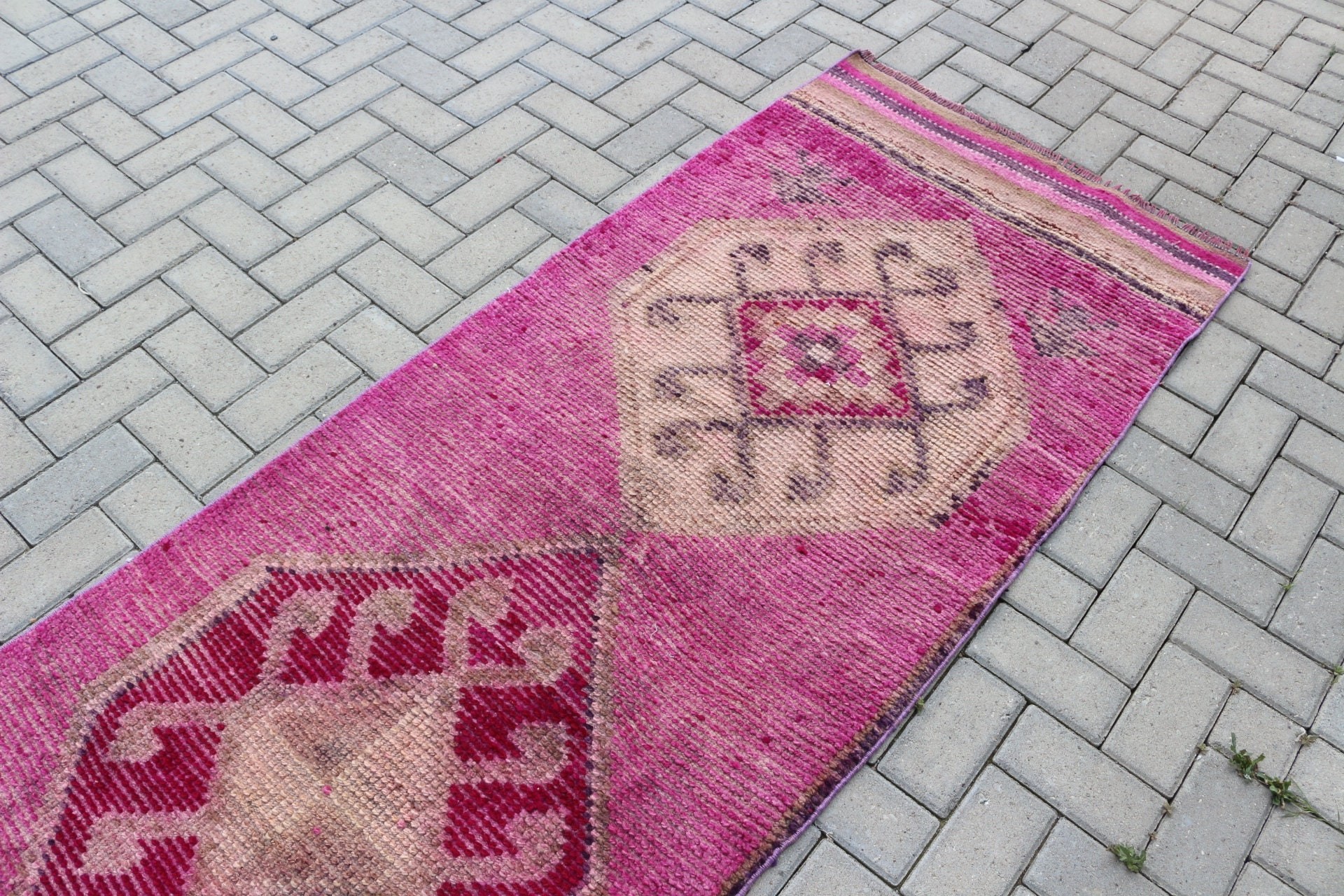 Merdiven Halısı, Yatak Odası Halıları, Pembe Yün Halı, 2.8x11 ft Runner Halıları, Vintage Halı, Runner Halıları, Türk Halısı, Oryantal Halı, Koridor Halıları