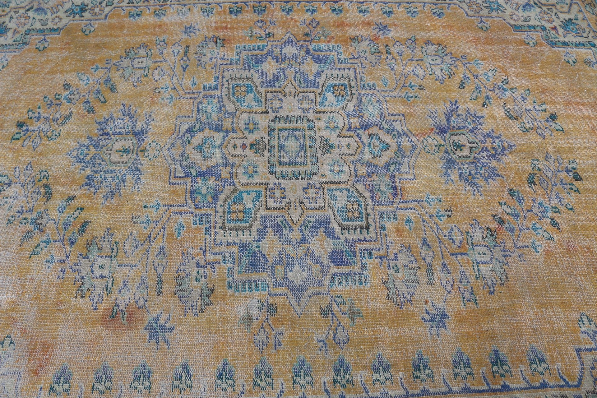 Turkish Rug, Vintage Rugs, Orange  6.9x10 ft Large Rug, Bedroom Rug, Wool Rug, Anatolian Rugs, Dining Room Rug, Abstract Rug