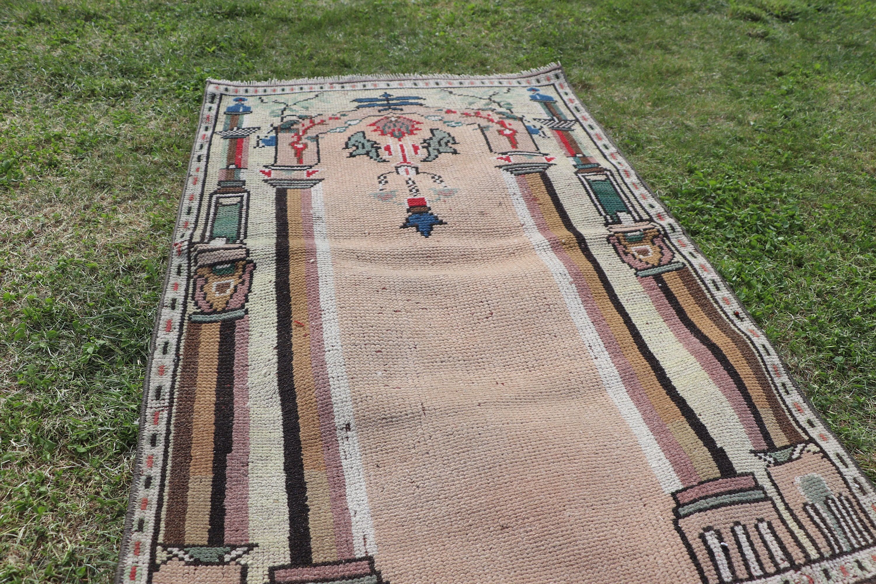 Small Vintage Rugs, Vintage Rug, Turkish Rug, Wool Rugs, Aesthetic Rug, 2.4x3.7 ft Small Rug, Kitchen Rug, Beige Statement Rug, Cool Rug