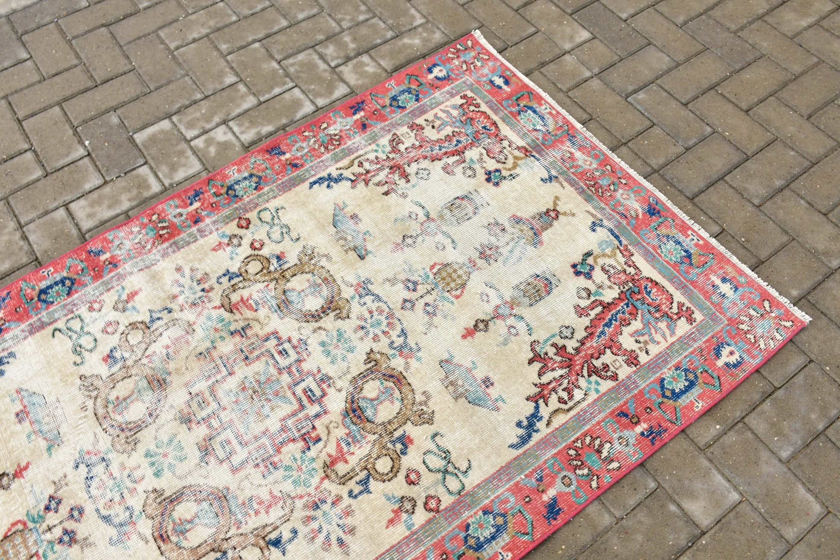 Giriş Halıları, Oryantal Halılar, Mutfak Halıları, Vintage Halı, Anadolu Halısı, Bej Şark Halısı, 3,4x6,4 ft Vurgulu Halı, Parlak Halı, Türk Halısı