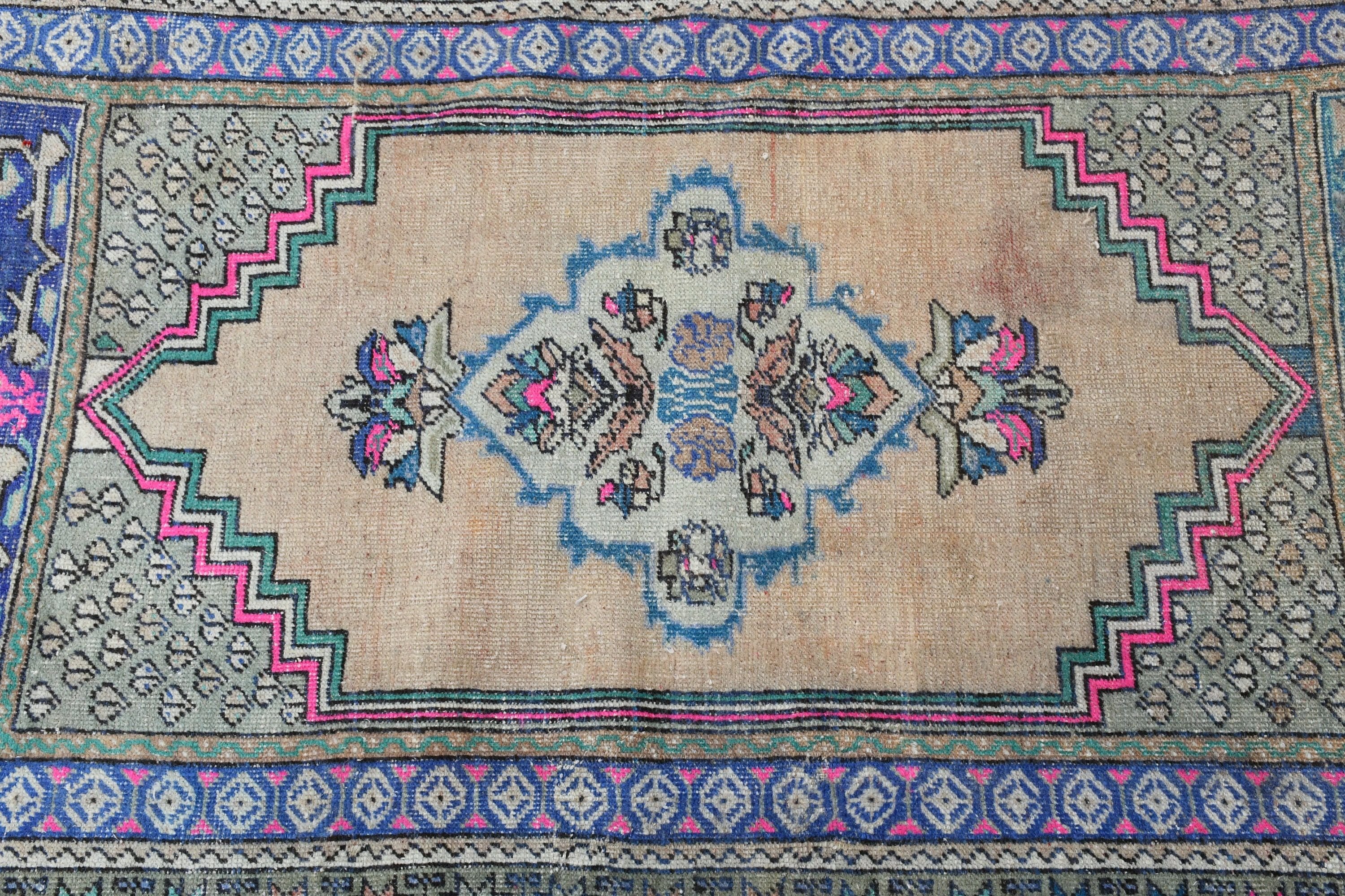 Mavi Fas Halısı, Oushak Halısı, Türk Halıları, 3,4x5,4 ft Aksan Halısı, Giriş Halıları, Antika Halı, Vintage Halı, Giriş Halıları, Yatak Odası Halısı