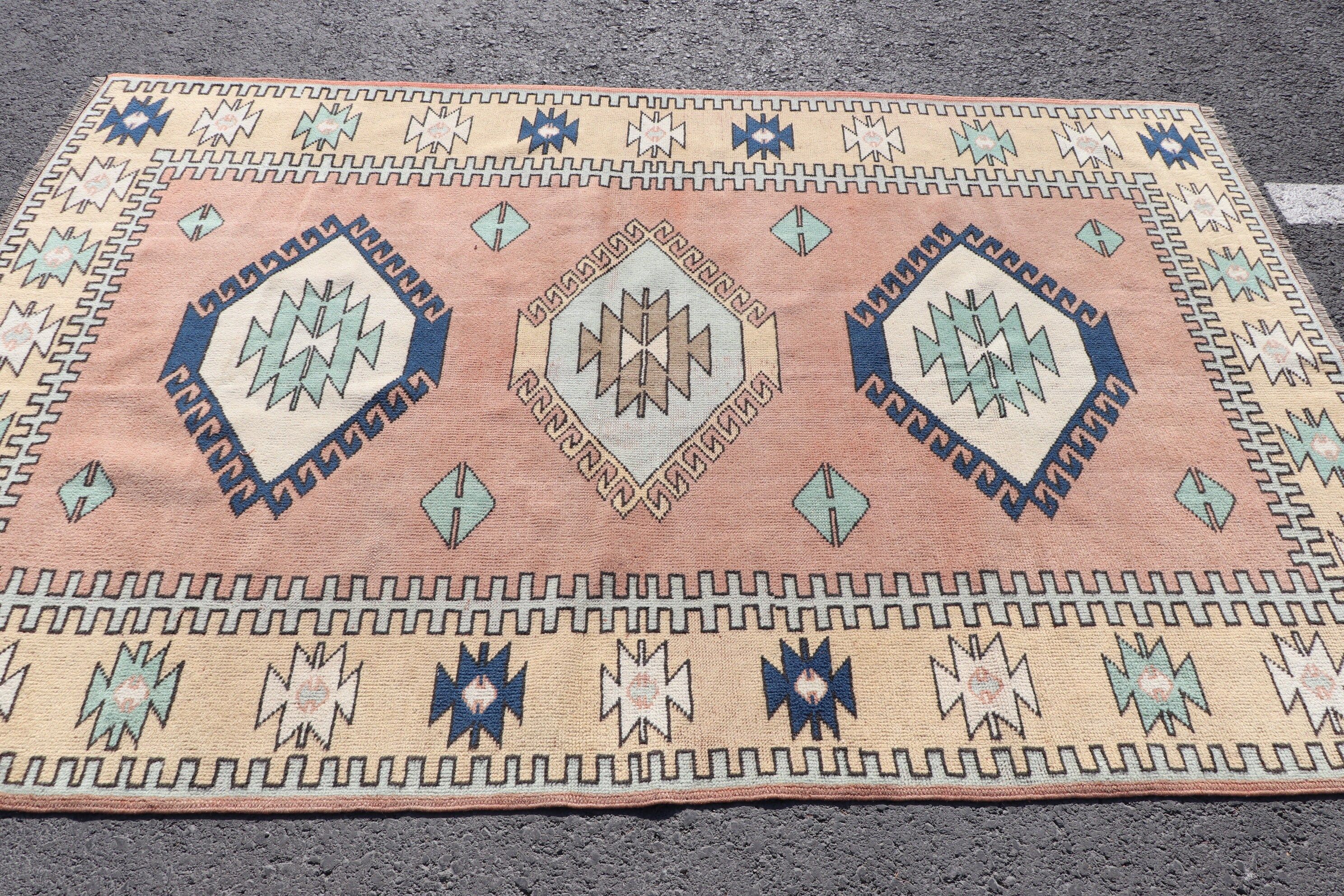 Oriental Rug, Floor Rugs, Bedroom Rug, Turkish Rug, Dining Room Rugs, Rugs for Area, Vintage Rug, 5.1x7.7 ft Area Rug, Pink Cool Rugs