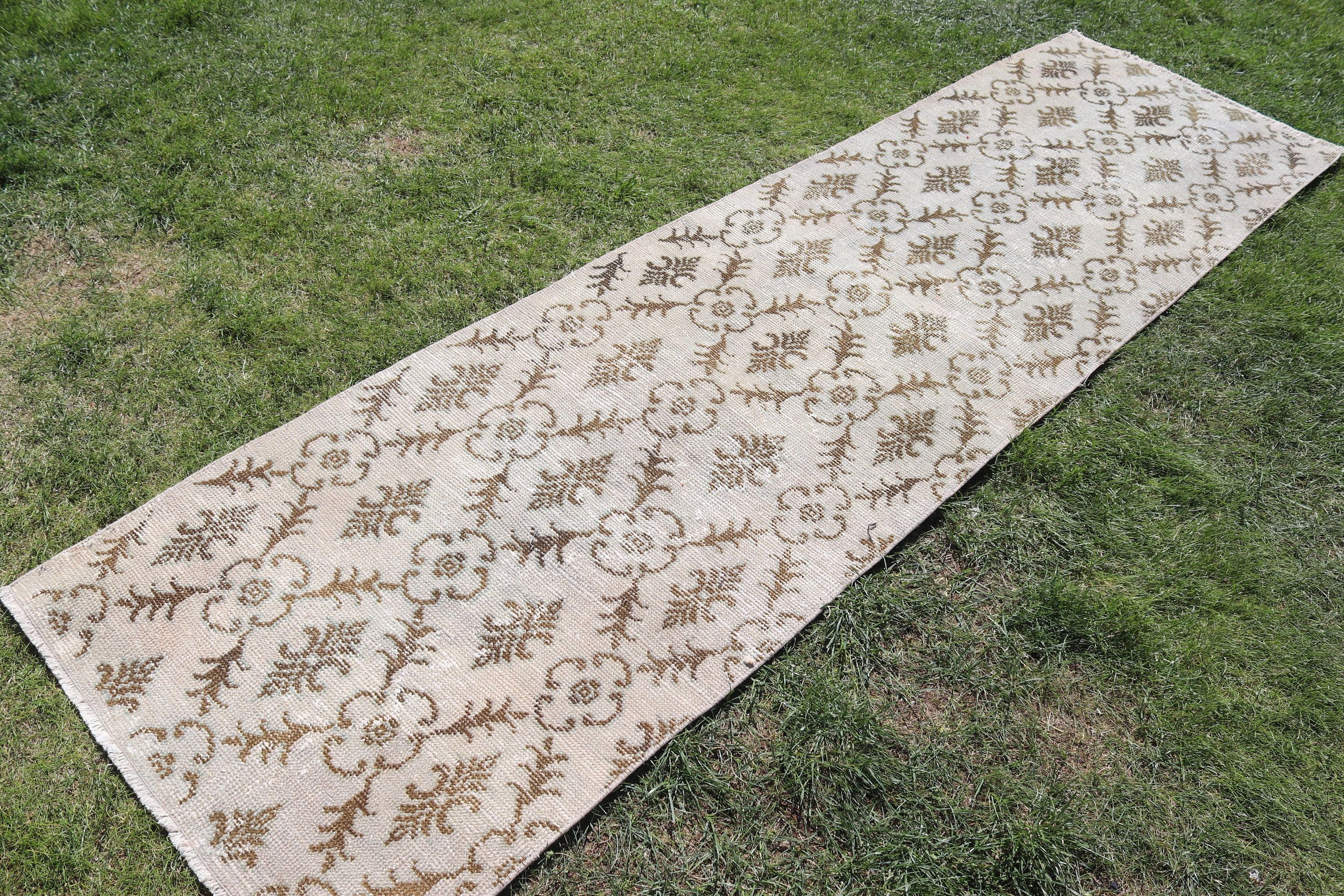 Beige Modern Rugs, Vintage Rugs, Beni Ourain Runner Rug, Anatolian Rug, Antique Rugs, Turkish Rug, 2.6x9 ft Runner Rug, Vintage Runner Rugs