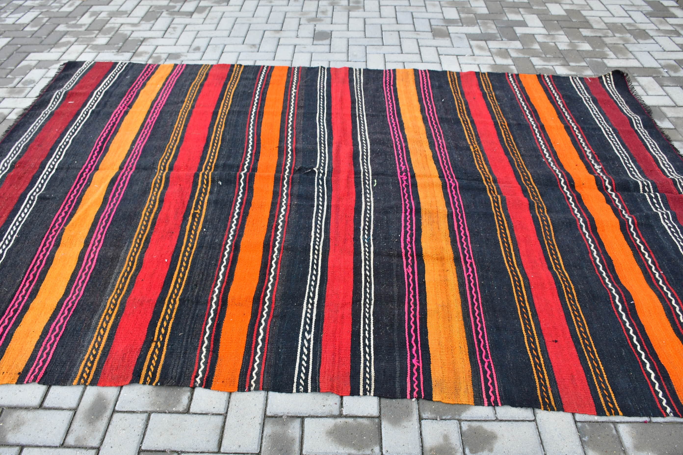 Vintage Halılar, Kilim, Sanat Halıları, Salon Halısı, Yün Halılar, Yemek Odası Halısı, 6.2x9.8 ft Büyük Halı, Türk Halısı, Kırmızı Antika Halı