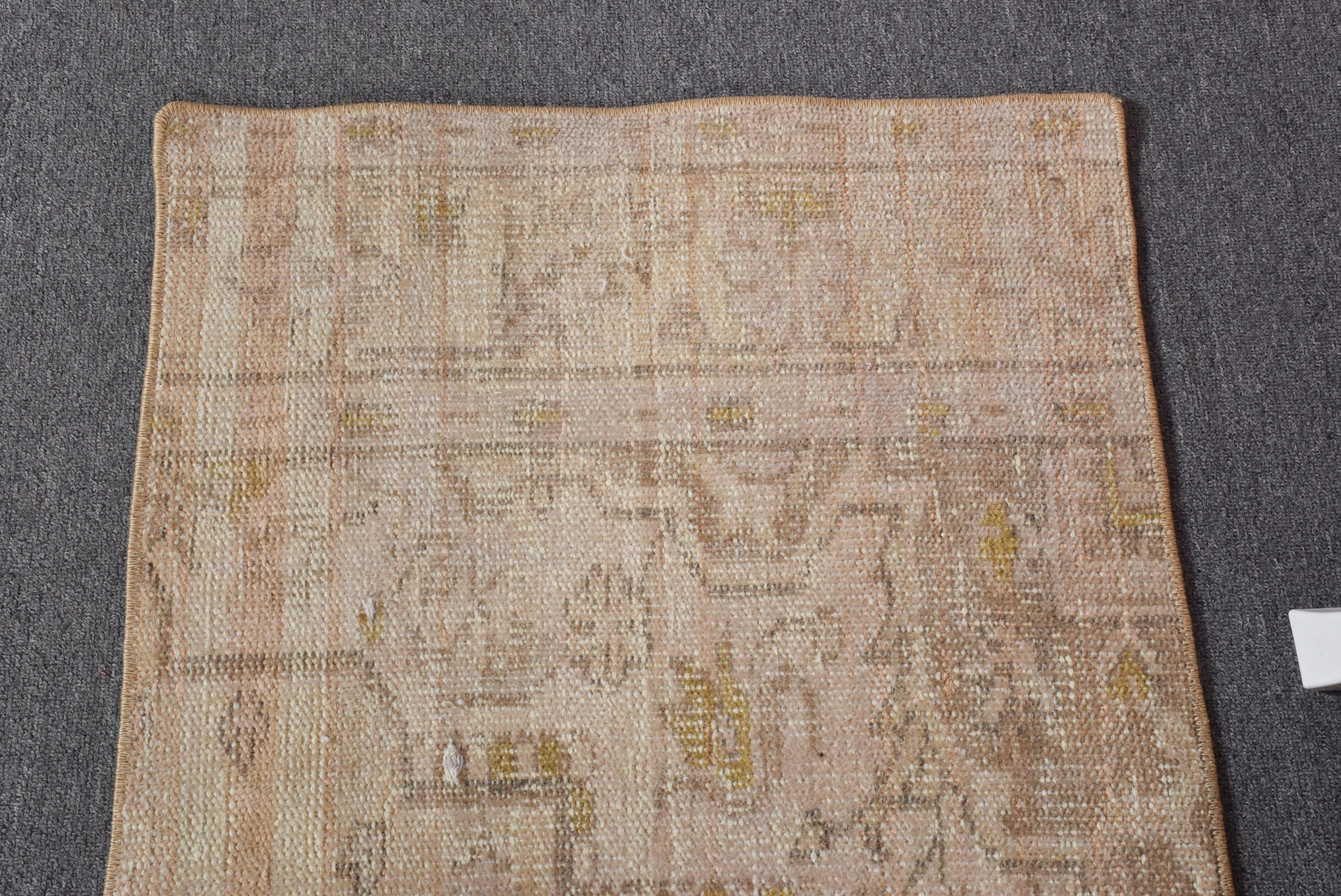 Bath Rug, Bathroom Rugs, Vintage Rug, Rugs for Small Vintage, 1.9x5 ft Small Rug, Cool Rug, Beige Wool Rug, Turkish Rugs