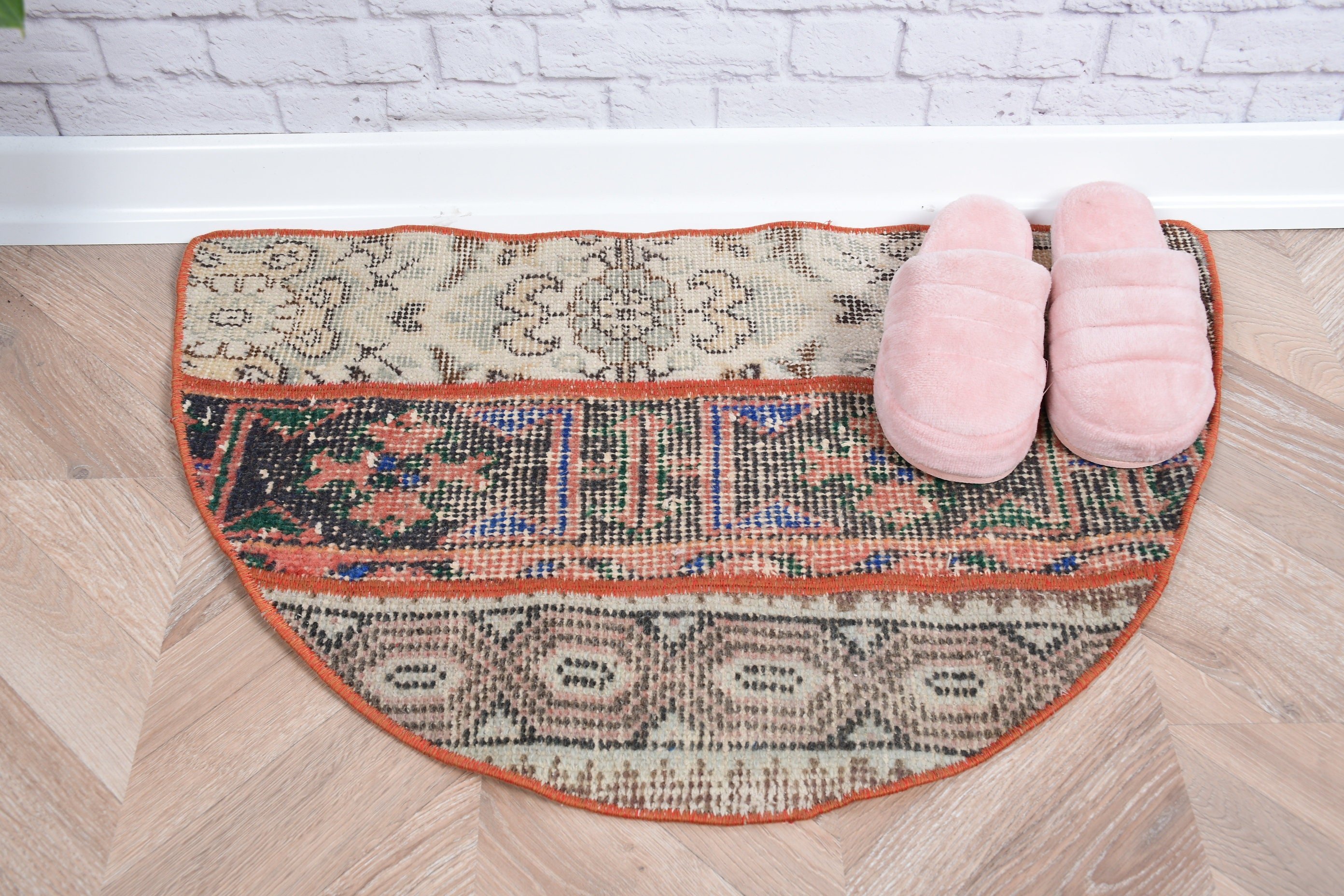 Vintage Halı, Duvara Asılı Halı, Paspas Halıları, Boho Halısı, Bej Oushak Halısı, Türk Halıları, Anadolu Halısı, 2,5x1,5 ft Küçük Halılar, Fas Halıları