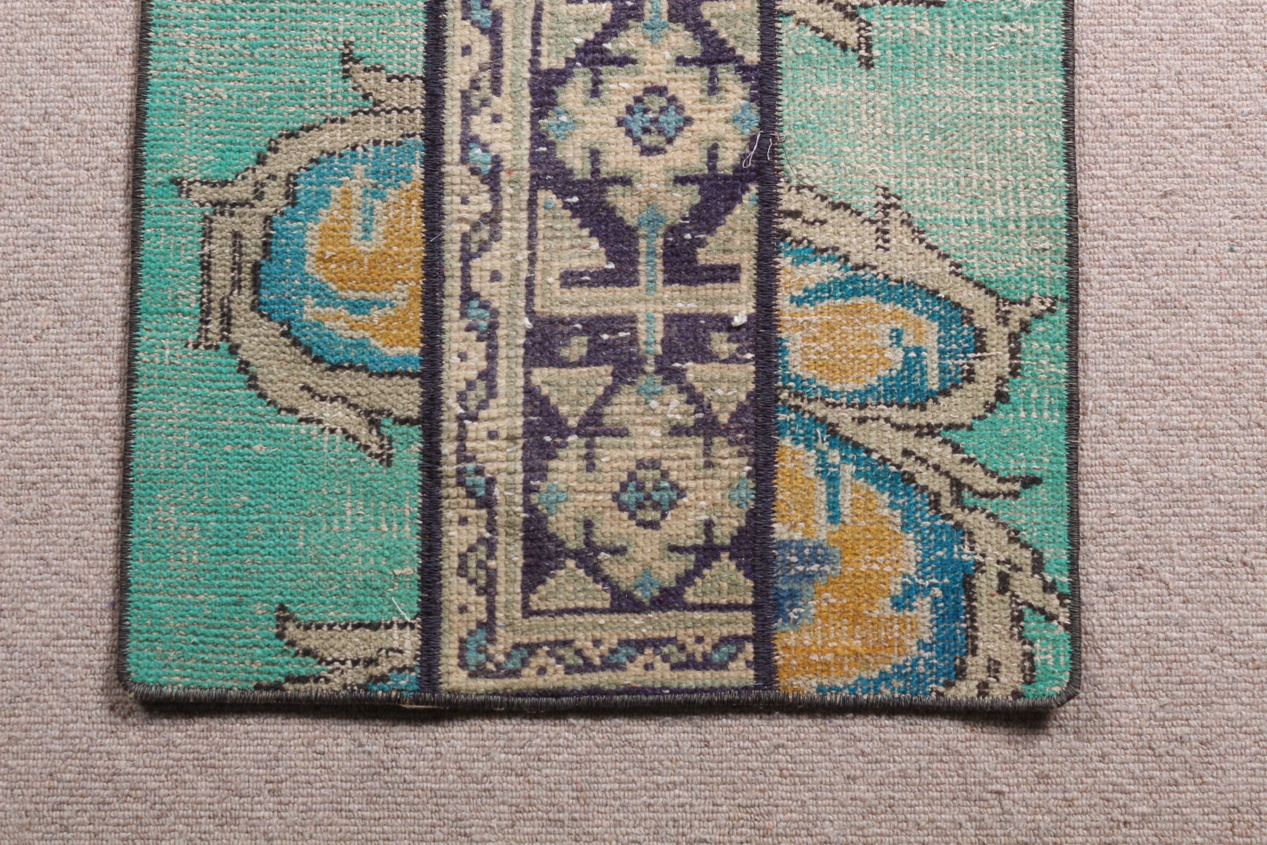 Kapı Paspası Halıları, Soğuk Halı, Vintage Halı, 1.8x3.1 ft Küçük Halı, Türk Halısı, Yeşil Antika Halılar, Mutfak Halıları, Yatak Odası Halıları, Yer Halısı