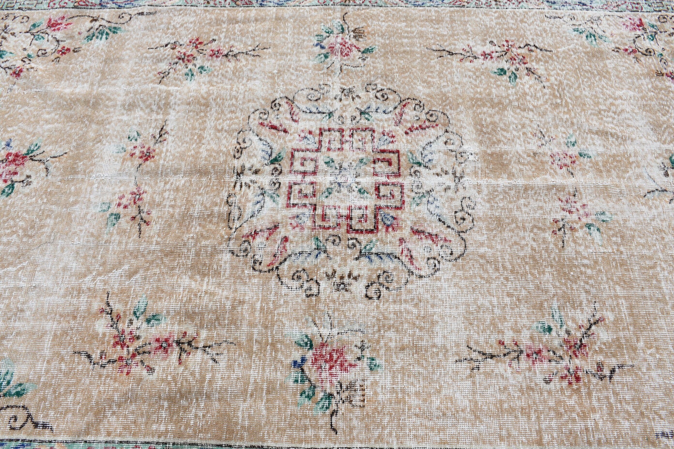 Vintage Halılar, Türk Halıları, 5.9x9.4 ft Büyük Halı, Yatak Odası Halısı, Kahverengi Havalı Halılar, Fas Halısı, Oturma Odası Halıları, Yemek Odası Halısı