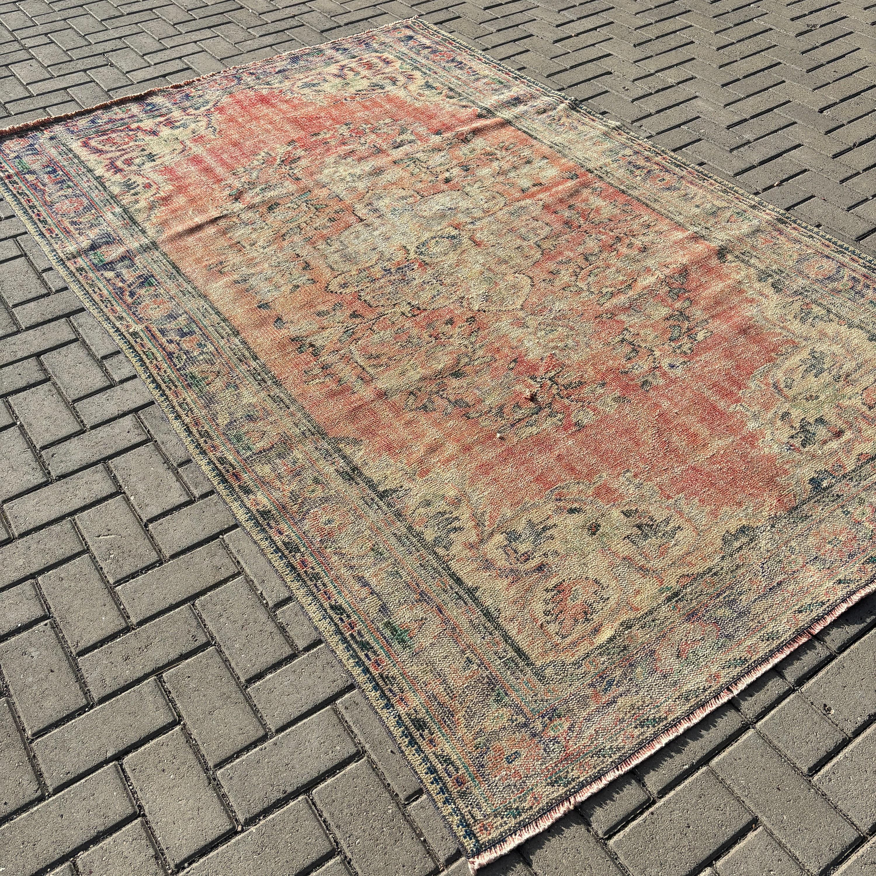 5.4x8.3 ft Büyük Halı, Vintage Halı, Pembe Oushak Halı, Oturma Odası Halıları, Yatak Odası Halısı, Türk Halıları, Havalı Halı, Anadolu Halısı, Vintage Dekor Halısı