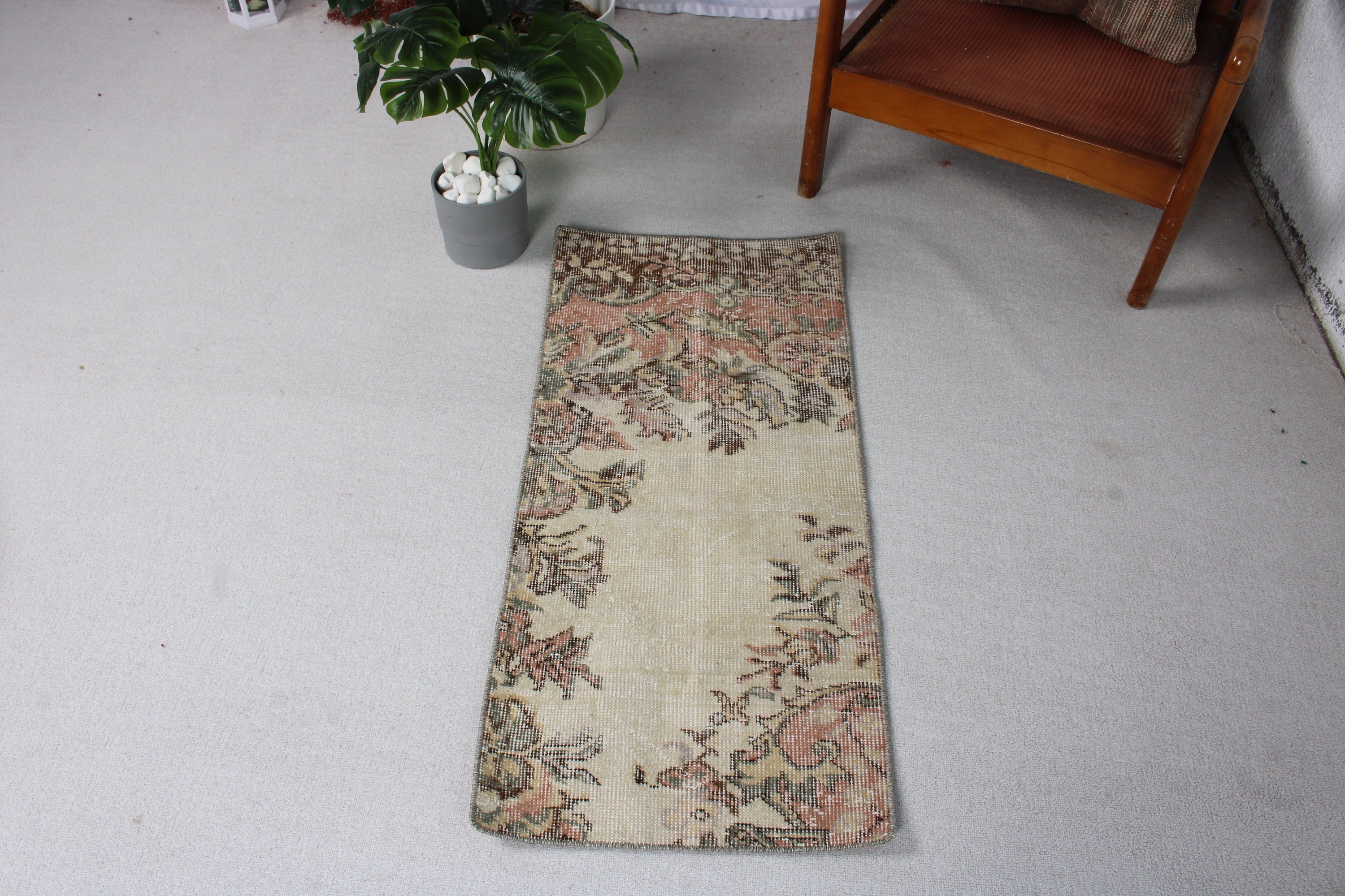 Kitchen Rug, Vintage Rugs, Rugs for Bath, Brown Antique Rugs, Bathroom Rug, Turkish Rugs, Handwoven Rug, Modern Rugs, 1.7x3.7 ft Small Rug