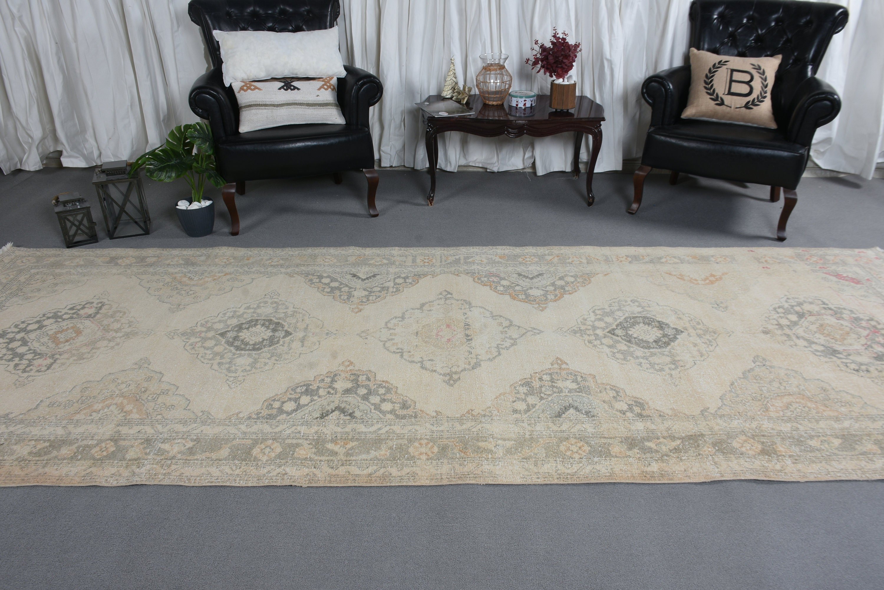 Turkish Rugs, Rugs for Vintage Runner, Hallway Rugs, Oriental Rugs, Luxury Rug, Beige Cool Rugs, Vintage Rugs, 4.8x12.7 ft Runner Rugs