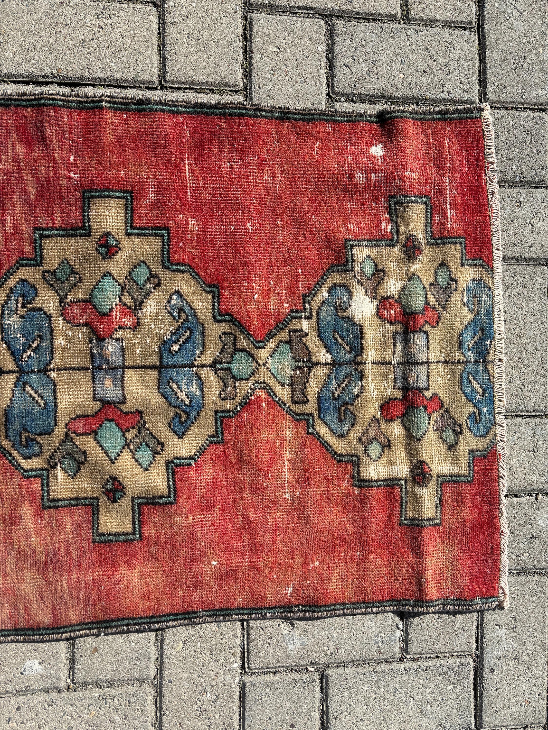 Entry Rug, Turkish Rugs, Kitchen Rug, Small Vintage Rug, Red Bedroom Rugs, 2.1x3.1 ft Small Rugs, Office Rugs, Geometric Rugs, Vintage Rug