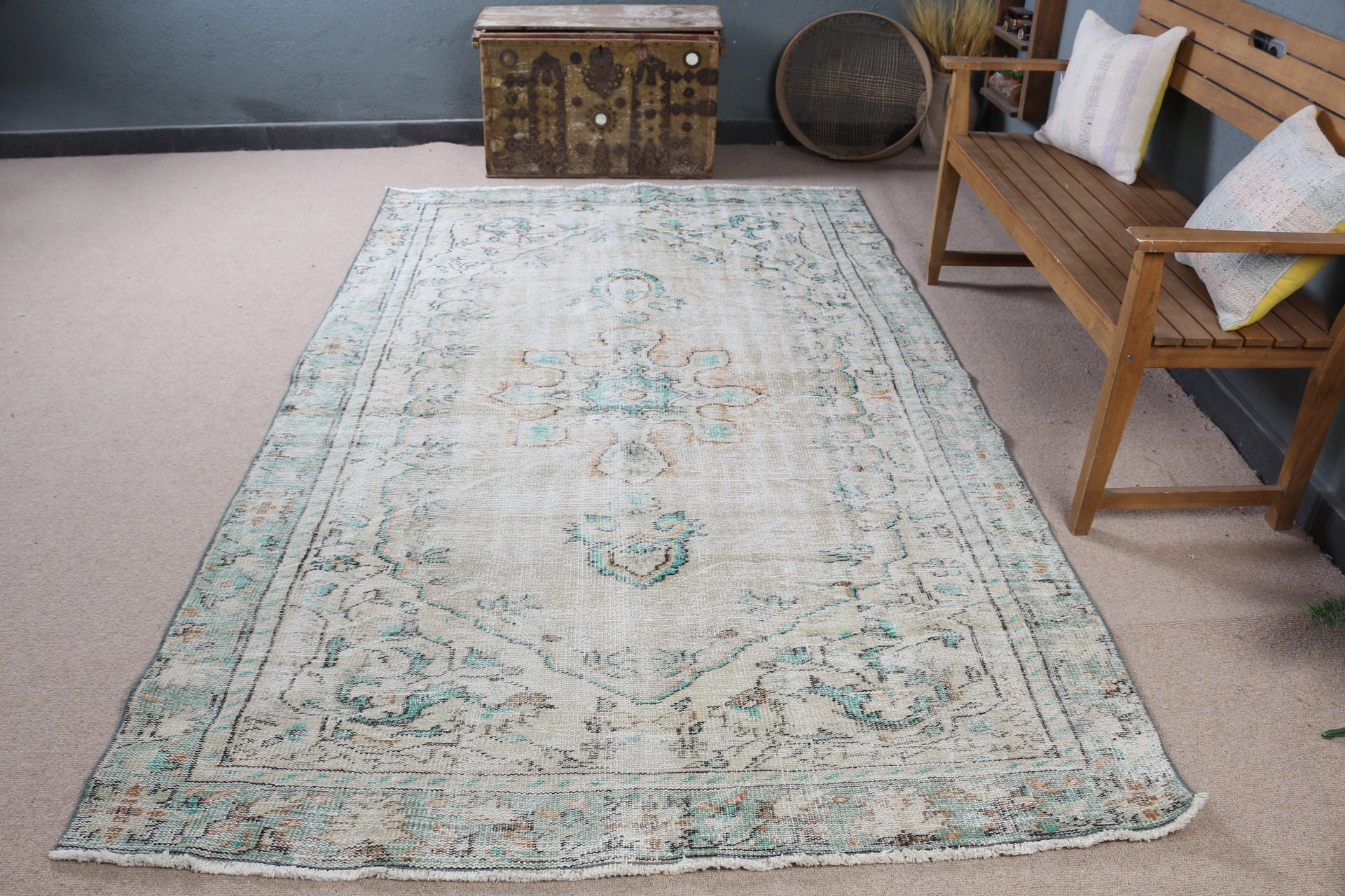 Beige Moroccan Rug, Floor Rugs, Salon Rugs, 5.3x8.9 ft Large Rug, Vintage Rug, Designer Rug, Dining Room Rug, Anatolian Rug, Turkish Rugs