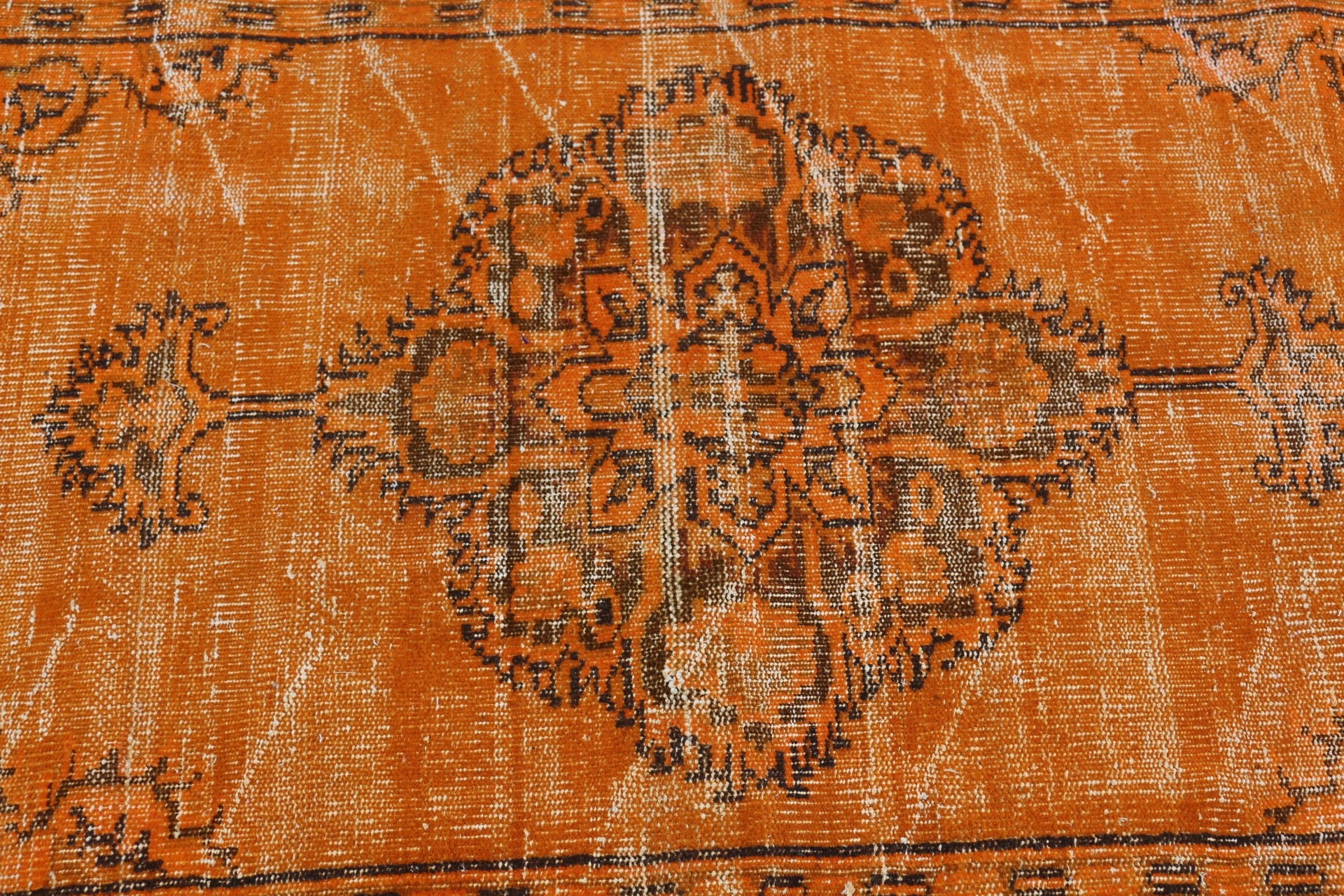 Yün Halı, Türk Halısı, 3,5x6,3 ft Aksan Halıları, Giriş Halısı, Vintage Halı, Turuncu Oryantal Halı, Ev Dekor Halıları, Çocuk Halısı, Yatak Odası Halıları