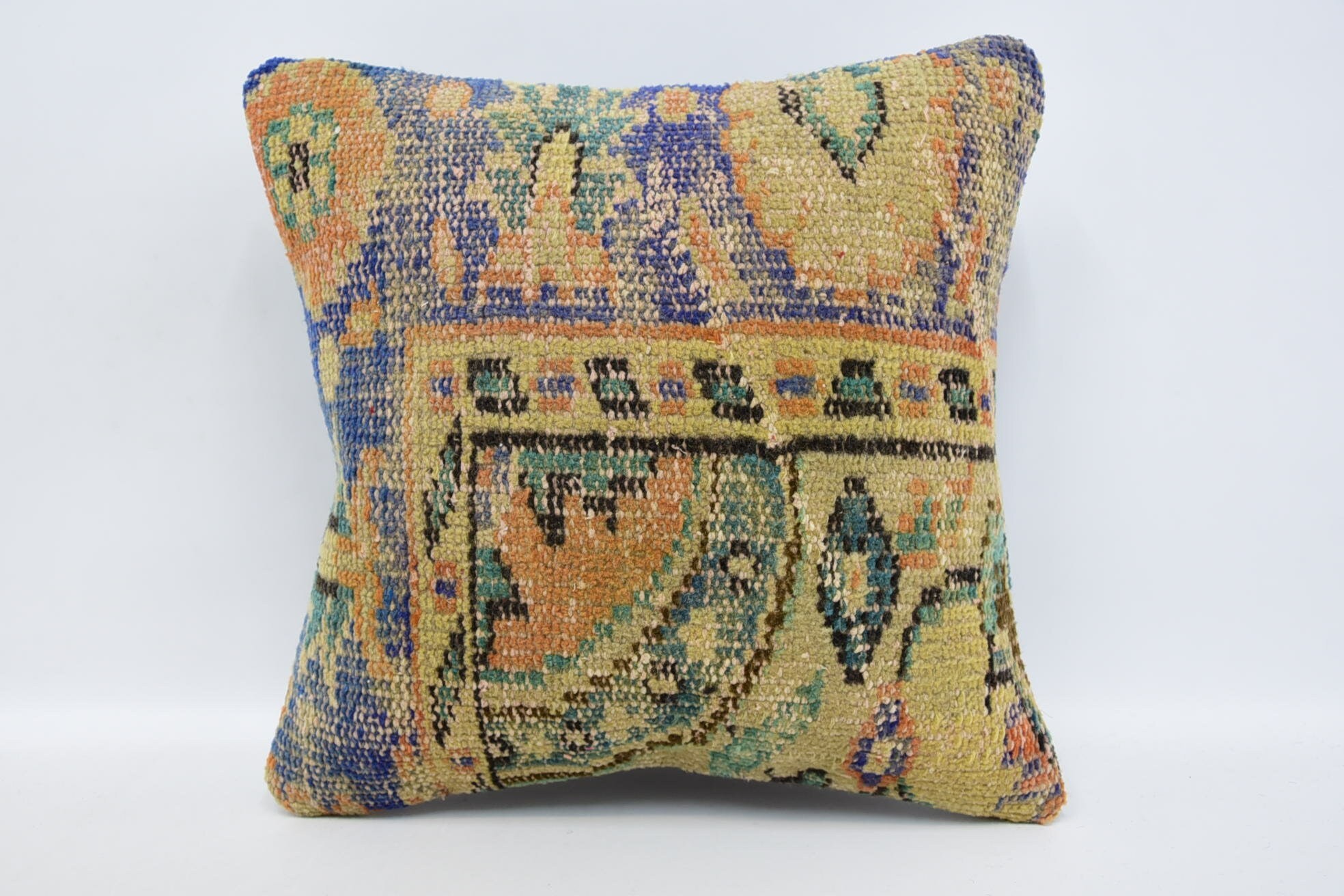Home Decor Pillow, Antique Pillows, Morroccon Kilim Cushion Pillow, Oriental Pillow Case, Boho Pillow, 16"x16" Beige Pillow