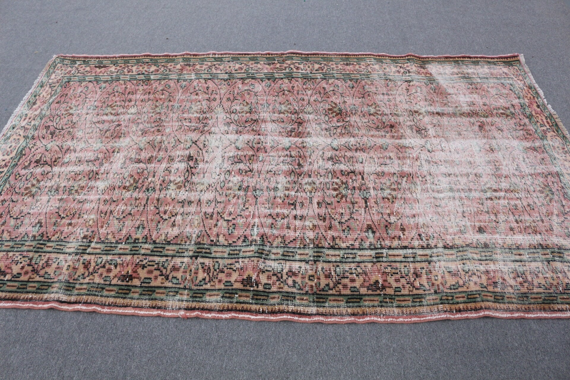 Dining Room Rug, Turkish Rug, Pink Antique Rug, Kitchen Rugs, Salon Rug, Vintage Rugs, Rugs for Bedroom, 5x8.2 ft Large Rugs, Antique Rug