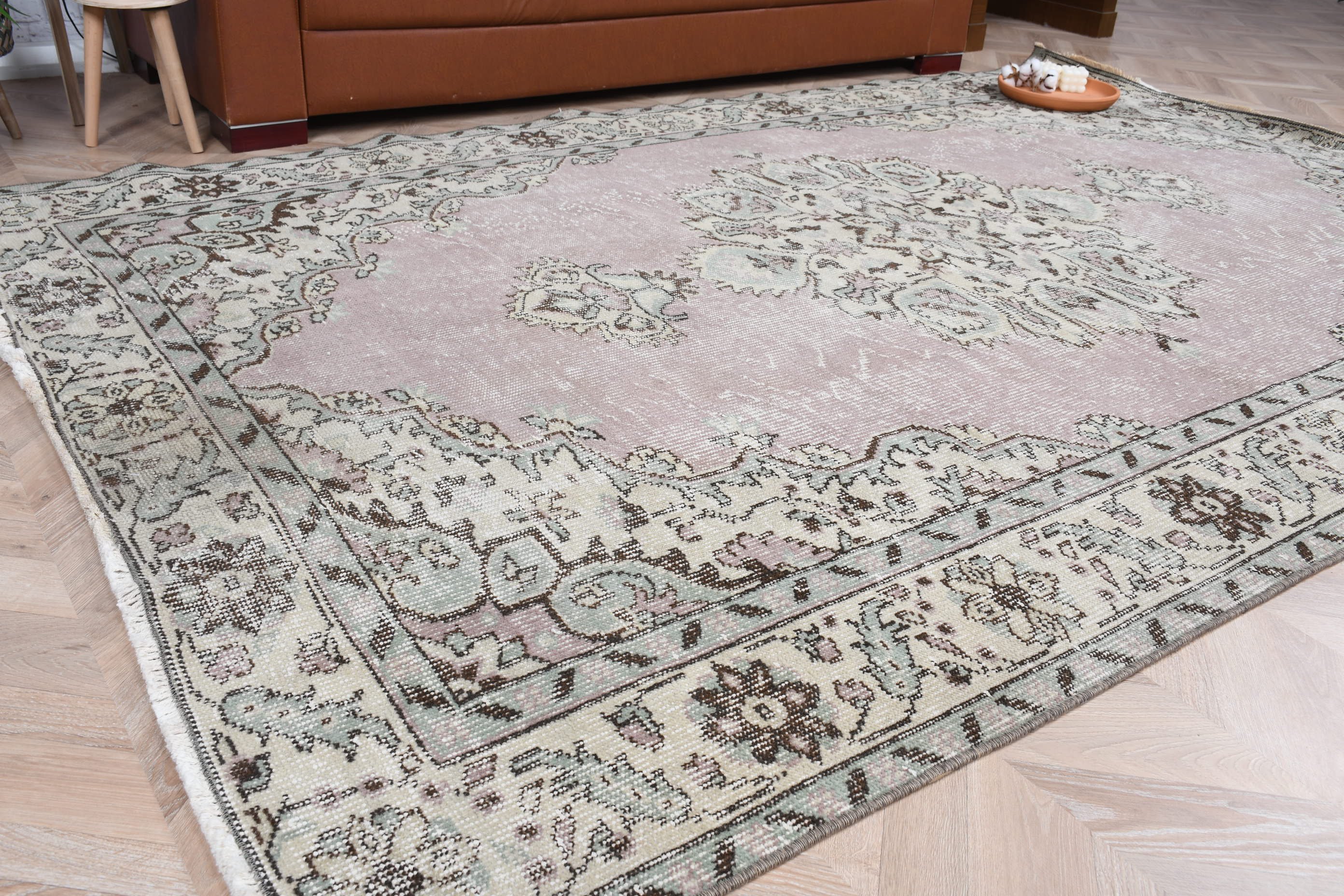 Türk Halısı, Vintage Halılar, Yemek Odası Halısı, 5.8x9.2 ft Büyük Halı, Eklektik Halı, Oushak Halısı, Yatak Odası Halısı, Fas Halısı, Mor Anadolu Halısı