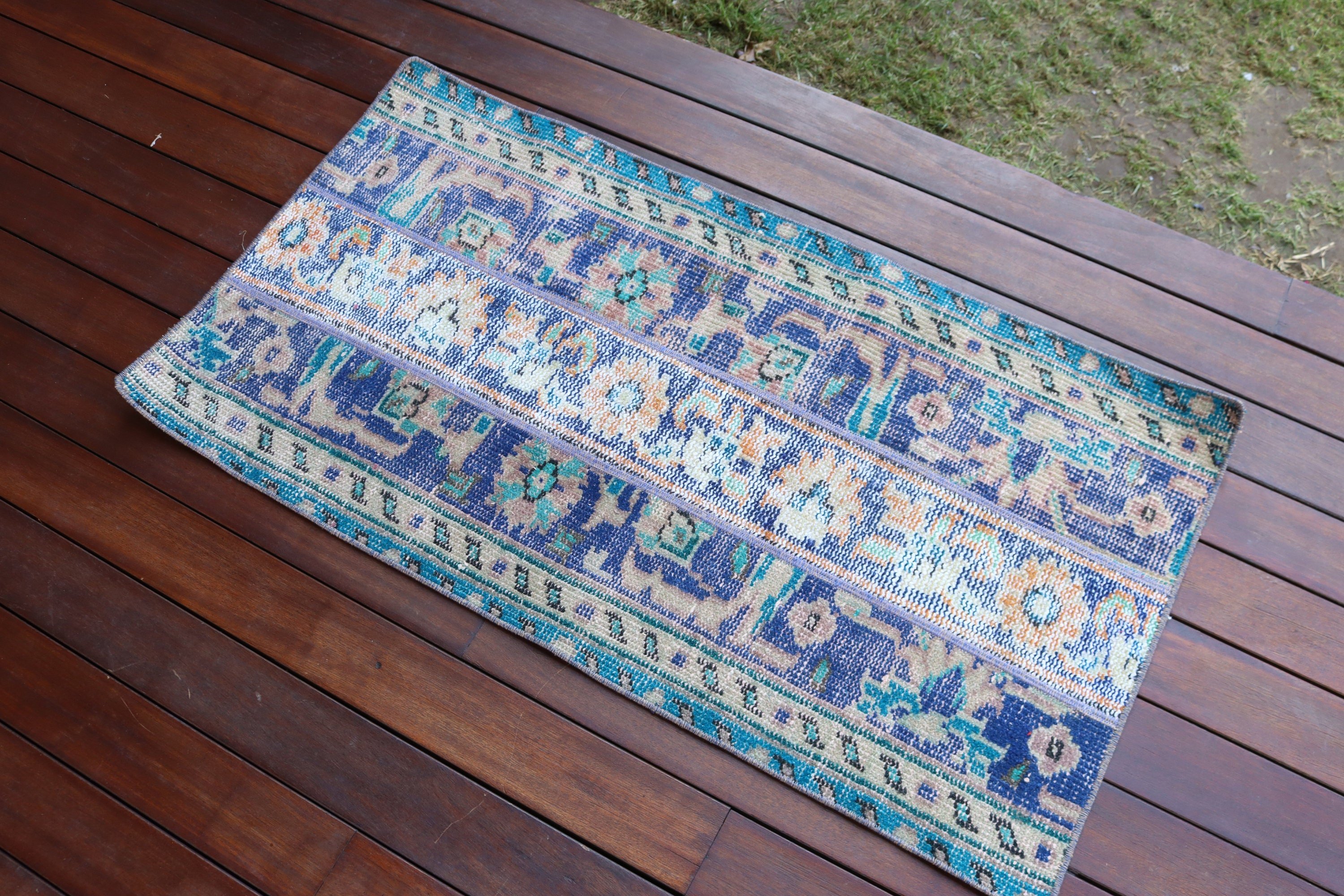 Blue Flatweave Rug, Vintage Rugs, Moroccan Rug, 1.9x3.6 ft Small Rugs, Turkish Rug, Car Mat Rug, Small Vintage Rugs