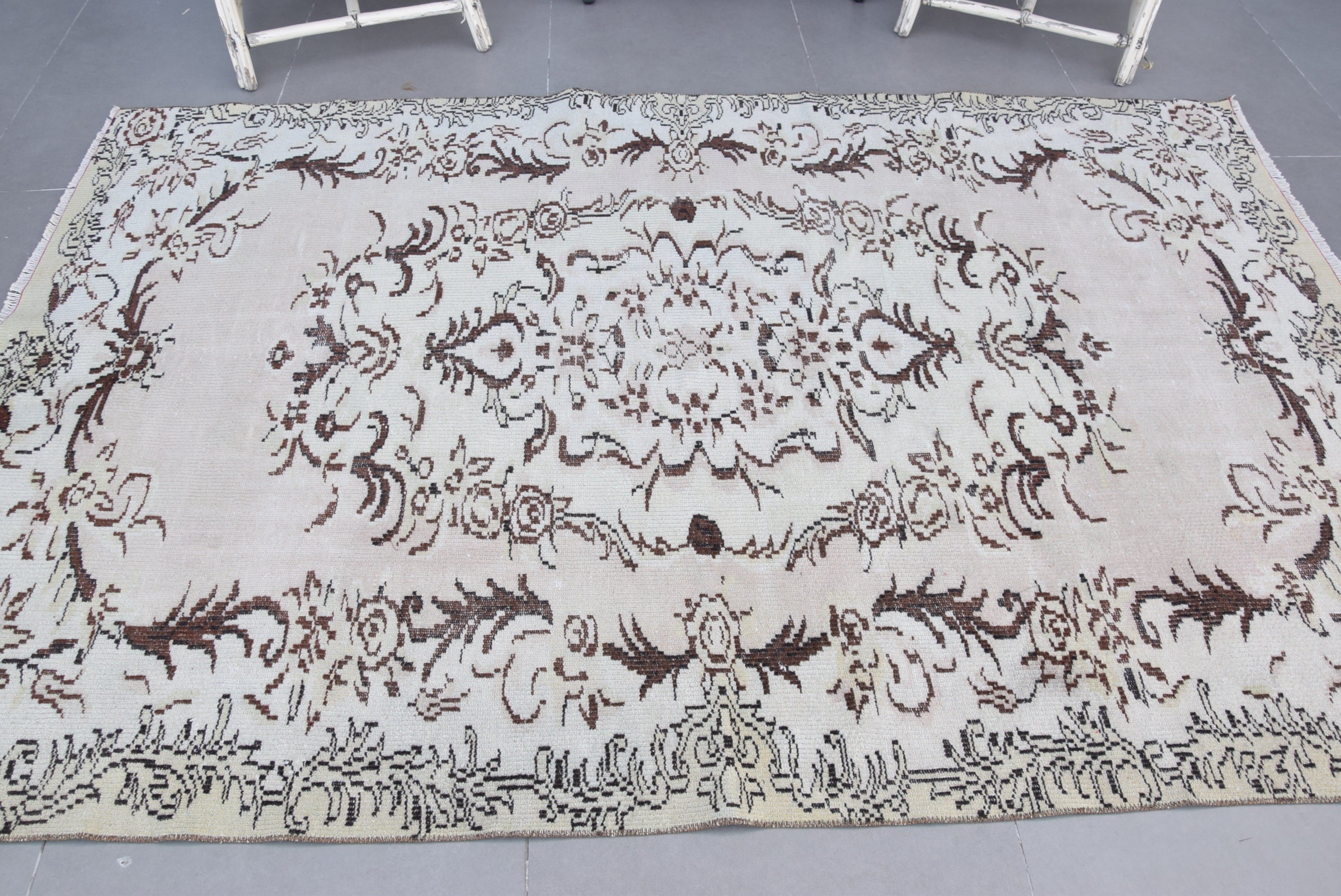 Beige Floor Rug, Eclectic Rug, Vintage Rugs, Cool Rugs, 5.3x8.2 ft Large Rugs, Living Room Rugs, Home Decor Rug, Bedroom Rug, Turkish Rugs