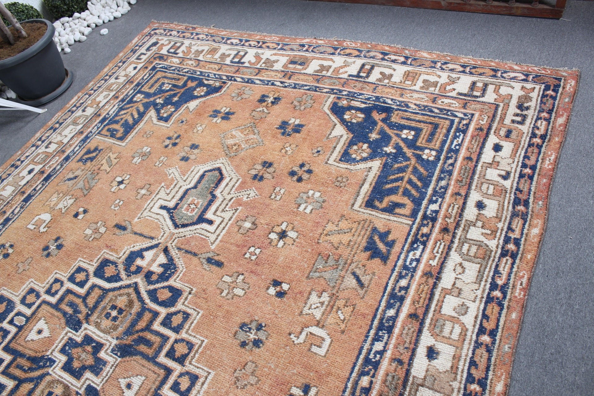 Old Rug, Dining Room Rug, Salon Rug, Orange Floor Rugs, Vintage Rug, Floor Rug, Cute Rug, Turkish Rugs, 7.4x11 ft Oversize Rug, Antique Rug