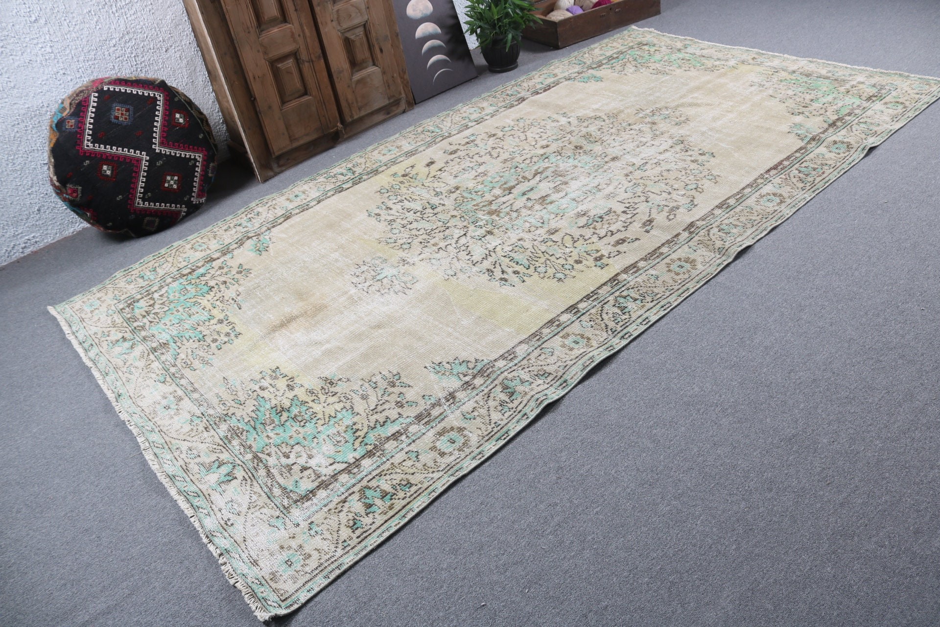 Türk Halısı, Açıklama Halıları, Oturma Odası Halısı, Vintage Halı, Kahverengi Nötr Halılar, Boho Halıları, 5.8x10.5 ft Büyük Halılar, Yemek Odası Halıları