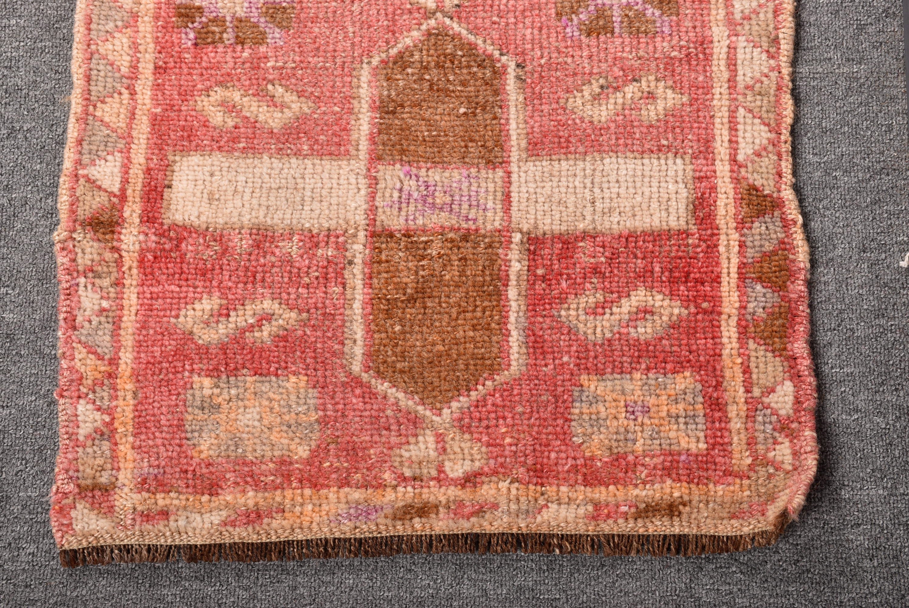 1.5x2.6 ft Small Rugs, Pink Moroccan Rugs, Rugs for Bathroom, Small Boho Rug, Bedroom Rug, Vintage Rugs, Geometric Rugs, Turkish Rug