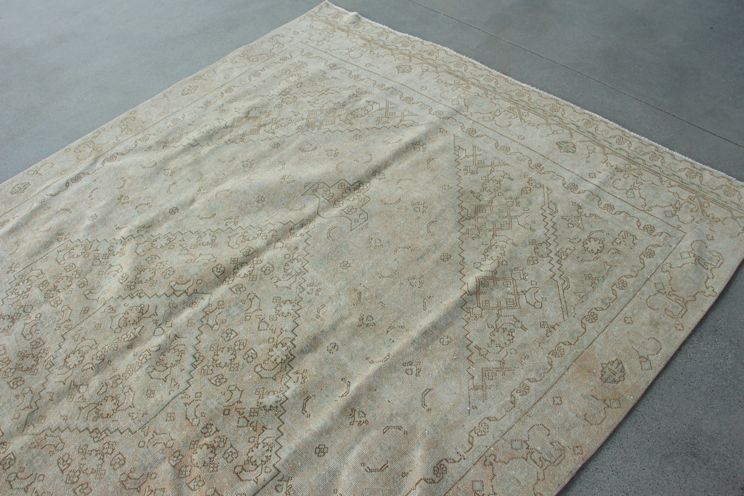 Vintage Halılar, Lüks Halılar, 5.9x9.6 ft Büyük Halılar, Türk Halıları, Büyük Vintage Halılar, Yemek Odası Halıları, Bej Açıklama Halısı, Havalı Halı