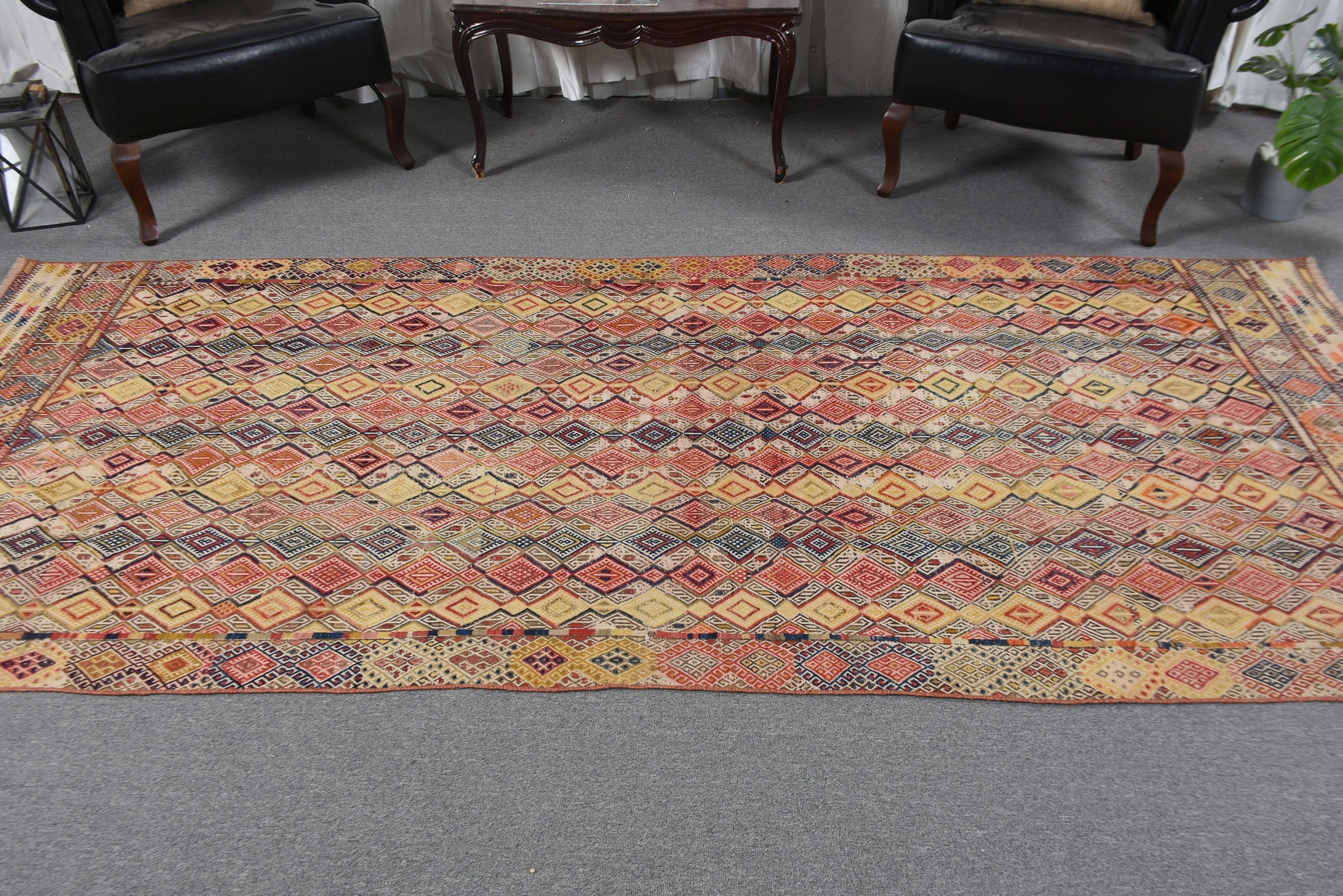 Kırmızı Antika Halılar, Büyük Oushak Halı, Vintage Halı, Lüks Halı, Türk Halıları, 4.3x10 ft Büyük Halılar, Anadolu Halıları, Salon Halısı, Oushak Halısı