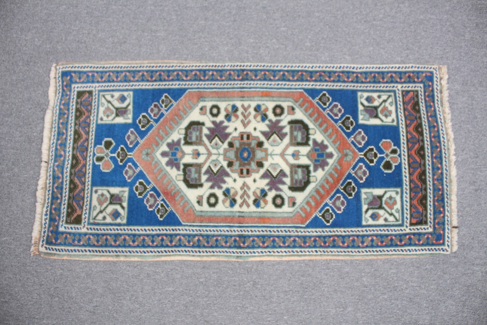 Banyo Halıları, Mavi Yer Halısı, Vintage Halı, Duvara Asılı Halı, Mutfak Halısı, Havalı Halılar, Türk Halıları, 1.6x3.3 ft Küçük Halılar, Yün Halılar