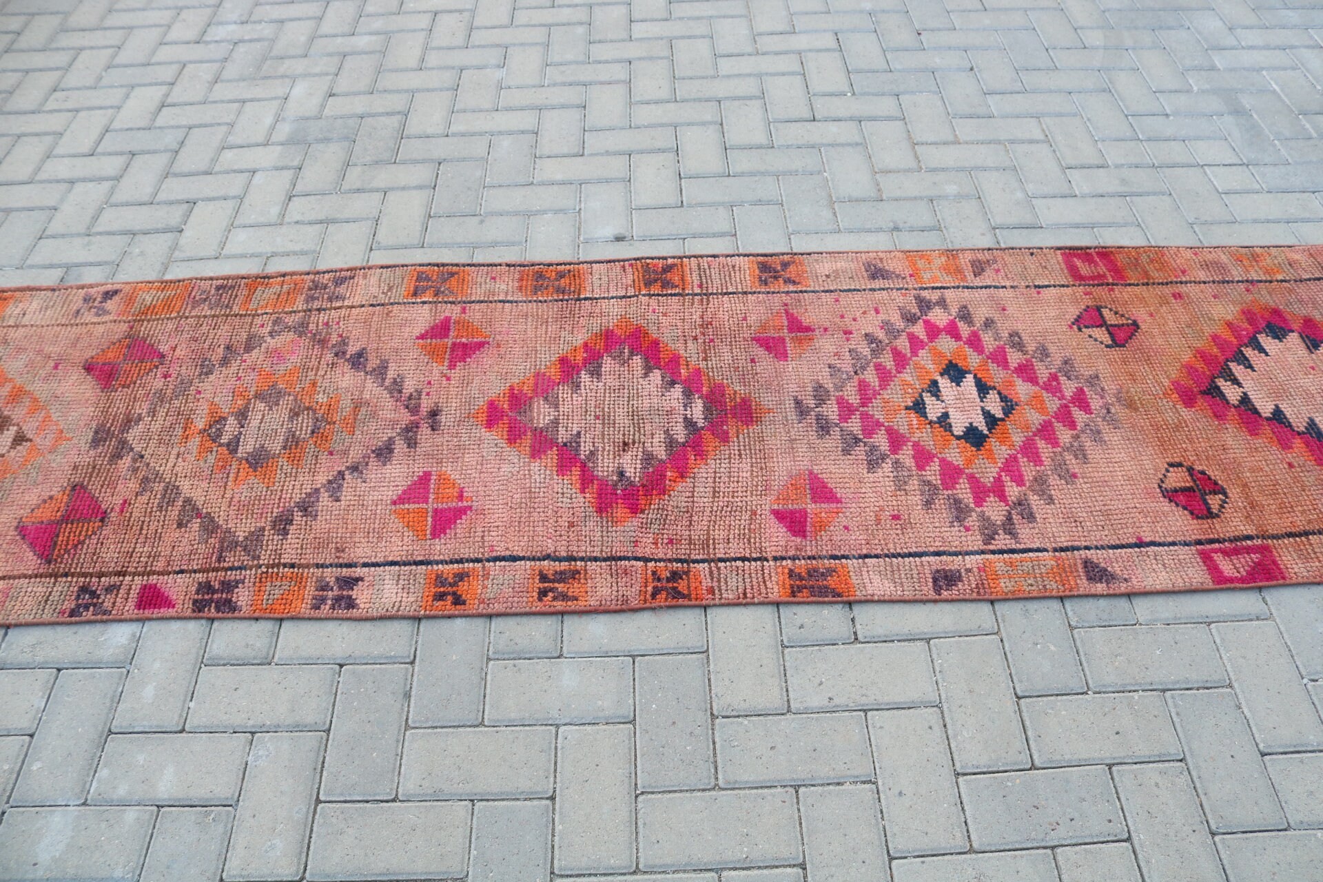 Vintage Halı, Yün Yolluk Halıları, Türk Halıları, Havalı Halılar, Koridor Halısı, Yün Halı, Koşucu Halıları, Merdiven Halısı, 2,5x11 ft Koşucu Halısı