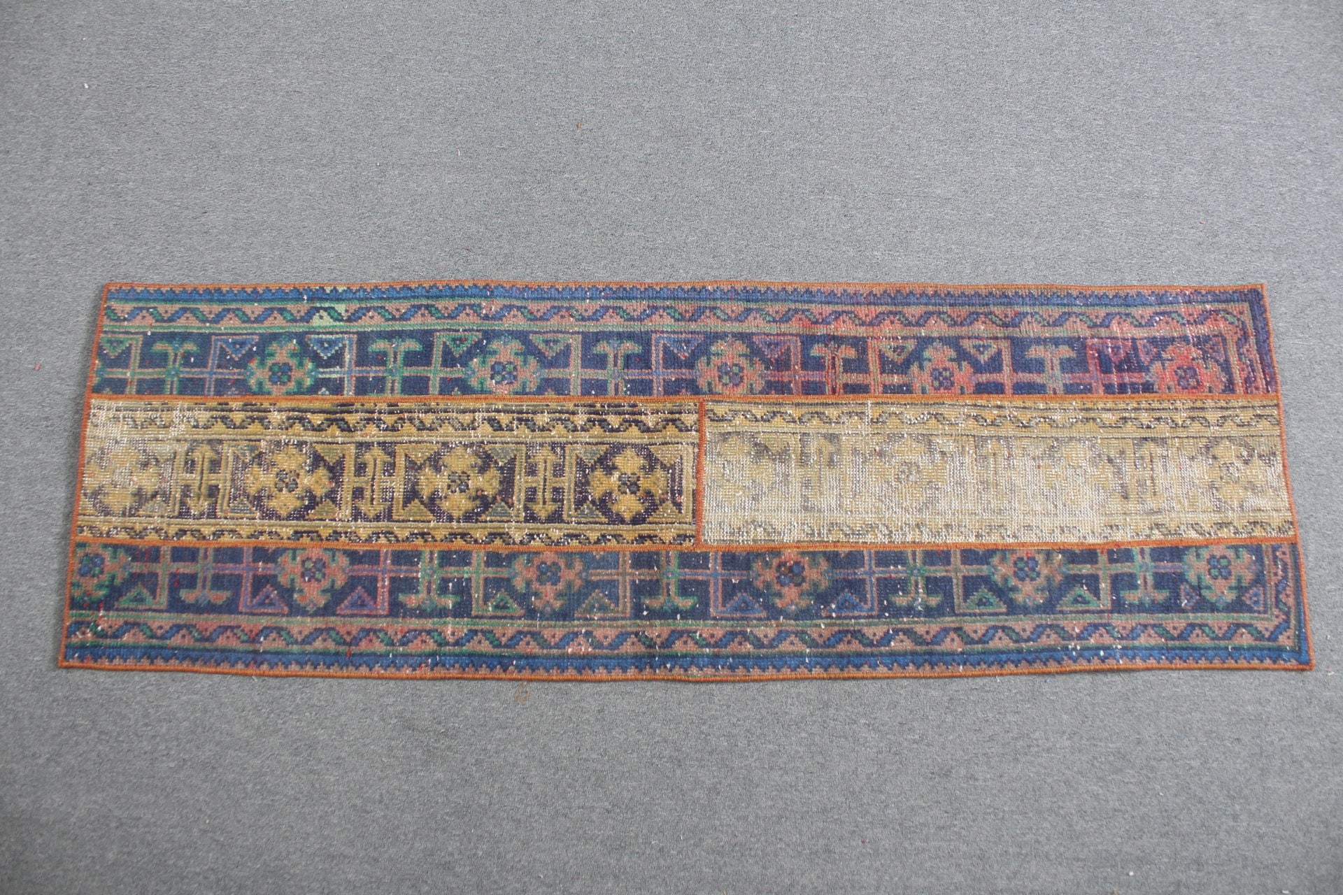 Mavi Oryantal Halı, 1.9x5.8 ft Runner Halıları, Oushak Halısı, Vintage Halılar, Koridor Halısı, Koridor Halısı, Oryantal Halısı, Kabile Halıları, Türk Halısı