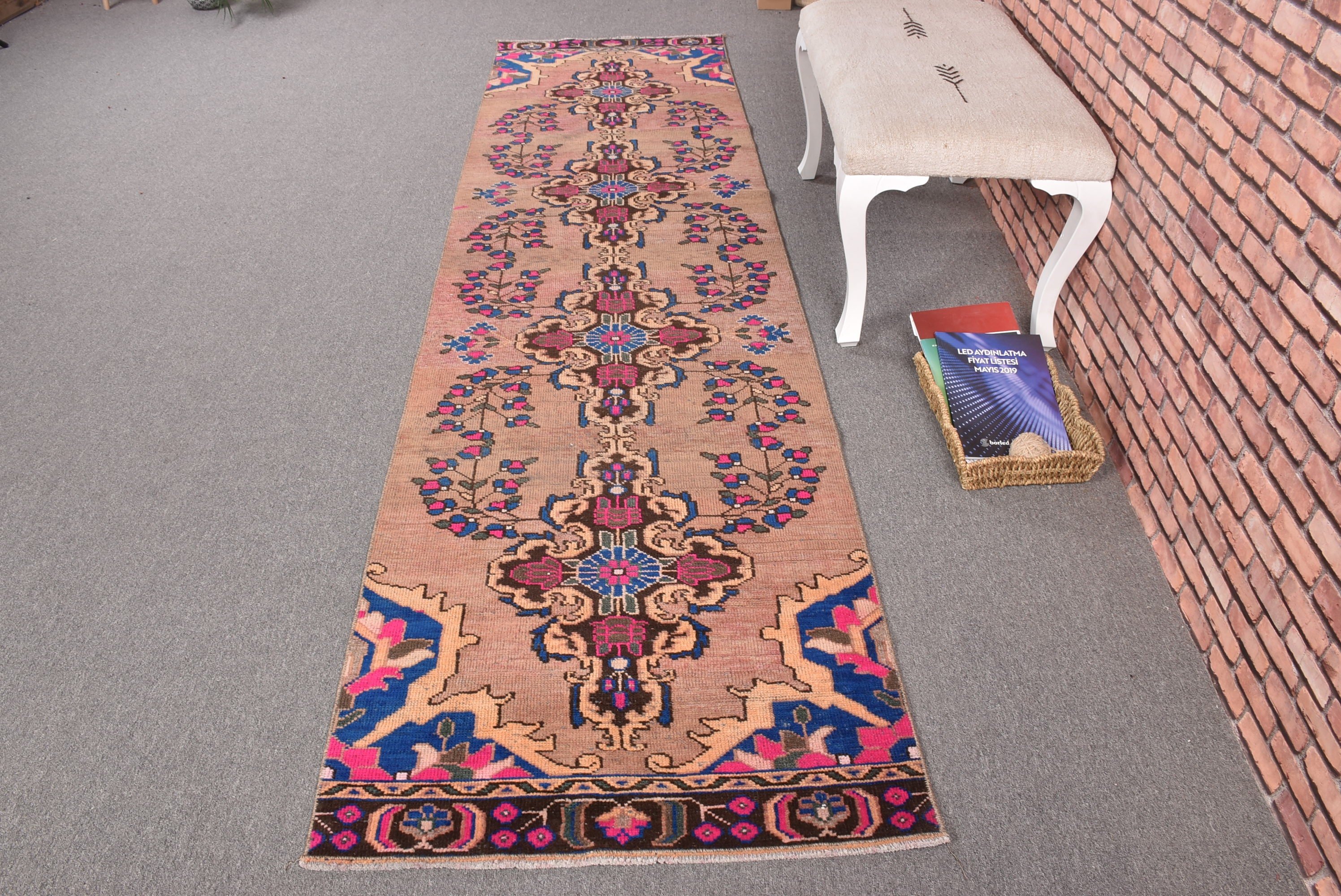 Modern Halı, Türk Halıları, 2.7x10.3 ft Runner Halıları, Vintage Halı, Vintage Runner Halıları, Beni Ourain Runner Halıları, Boho Halıları, Kahverengi Yatak Odası Halısı