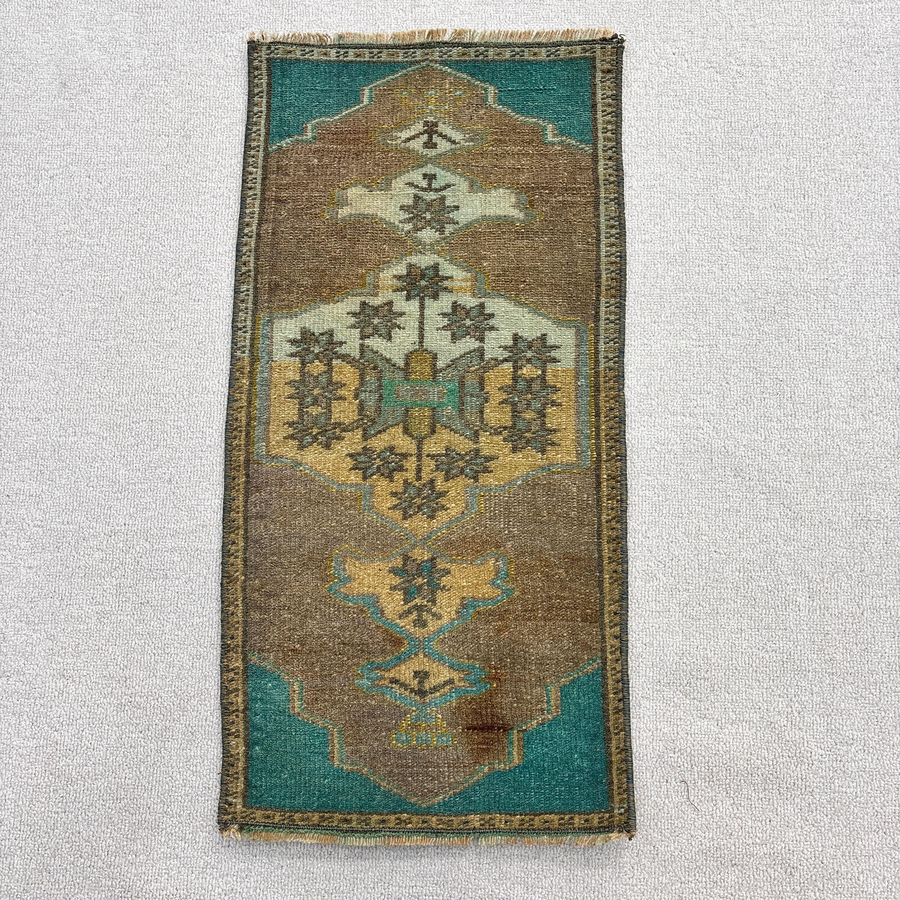 Kahverengi Anadolu Halıları, Küçük Vintage Halı, Vintage Halı, Lüks Halılar, Küçük Boho Halı, 1.2x2.4 ft Küçük Halı, Türk Halısı