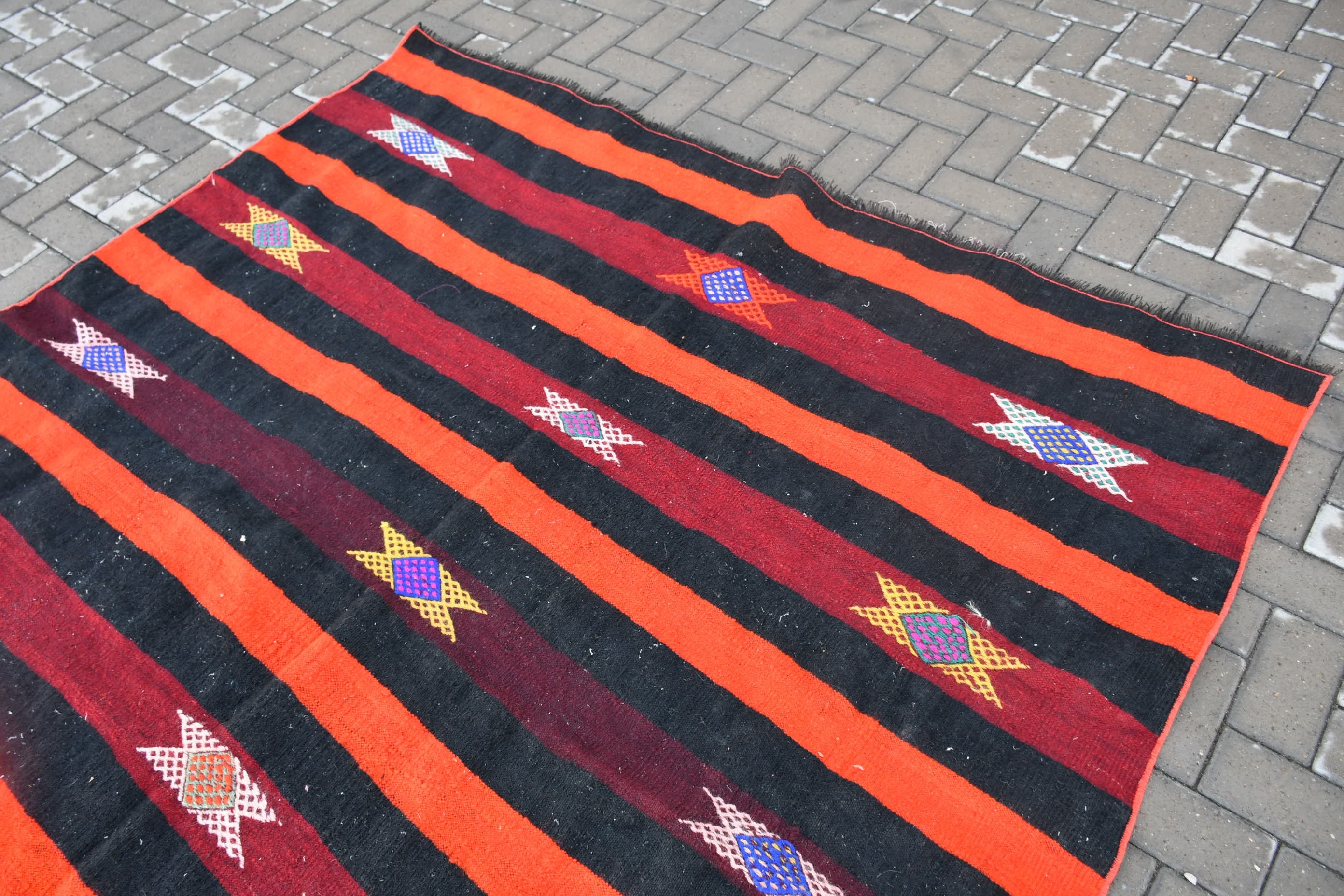 Vintage Halılar, Türk Halısı, Antika Halı, Siyah Soğuk Halı, 6.7x7.2 ft Büyük Halı, Salon Halısı, Kilim, Sanat Halısı, Oturma Odası Halıları, Yatak Odası Halıları