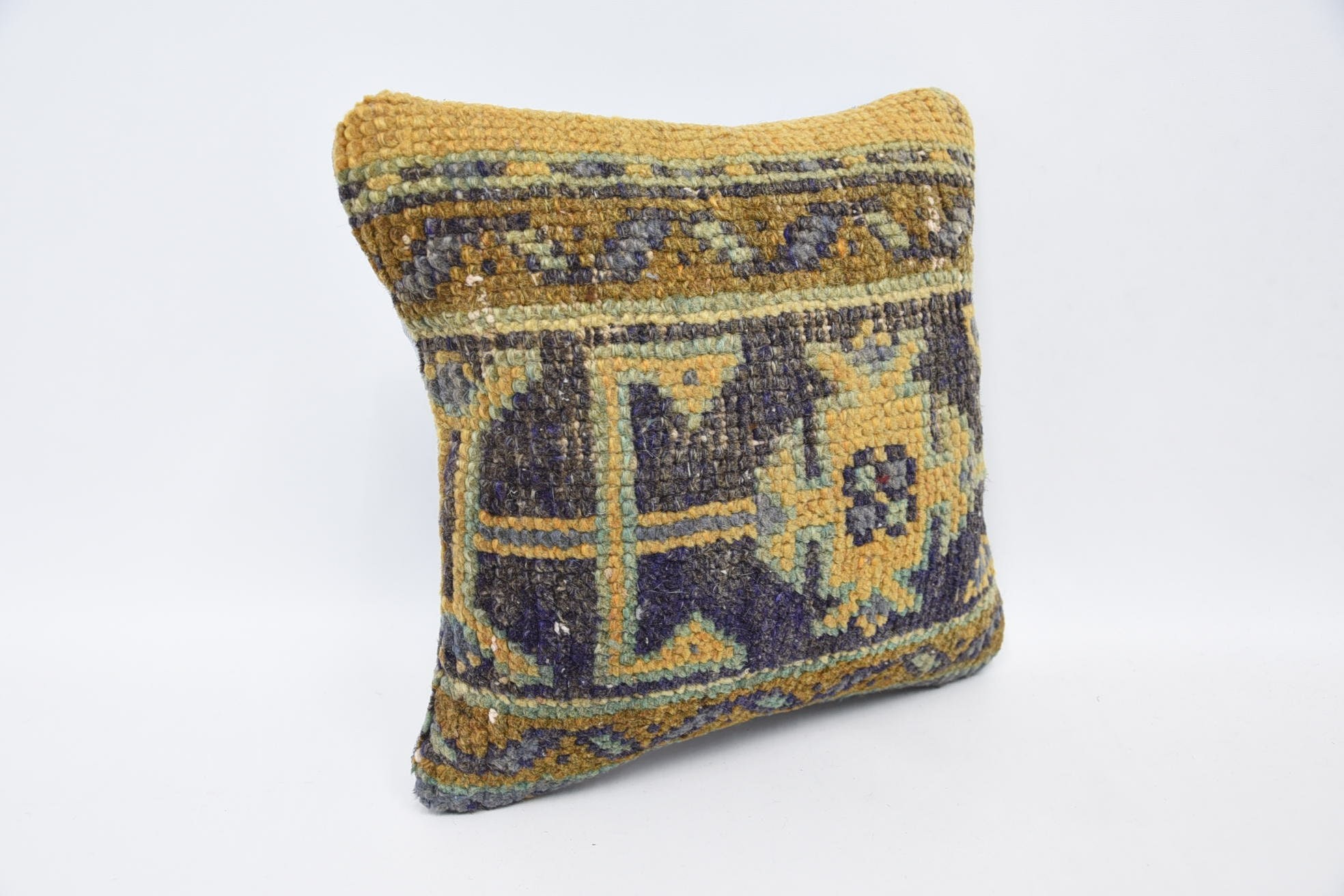 Customized Cushion Case, Turkish Pillow, Custom Cushion, 12"x12" Blue Pillow, Turkish Kilim Pillow, Throw Kilim Pillow