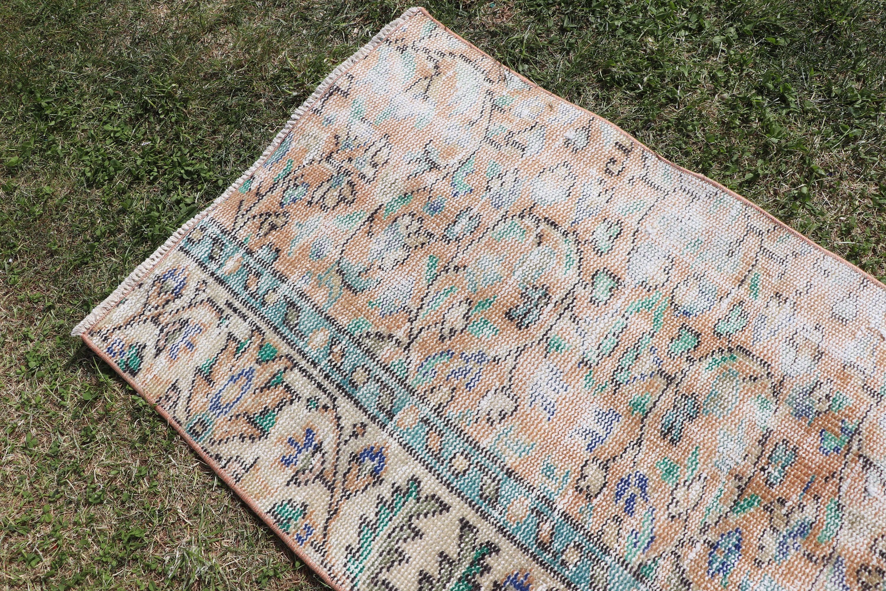 Vintage Runner Halıları, Mutfak Halıları, Vintage Halılar, Türk Halıları, Düz Dokuma Halı, 1.8x5.4 ft Runner Halısı, Geometrik Halılar, Kahverengi Yün Halılar