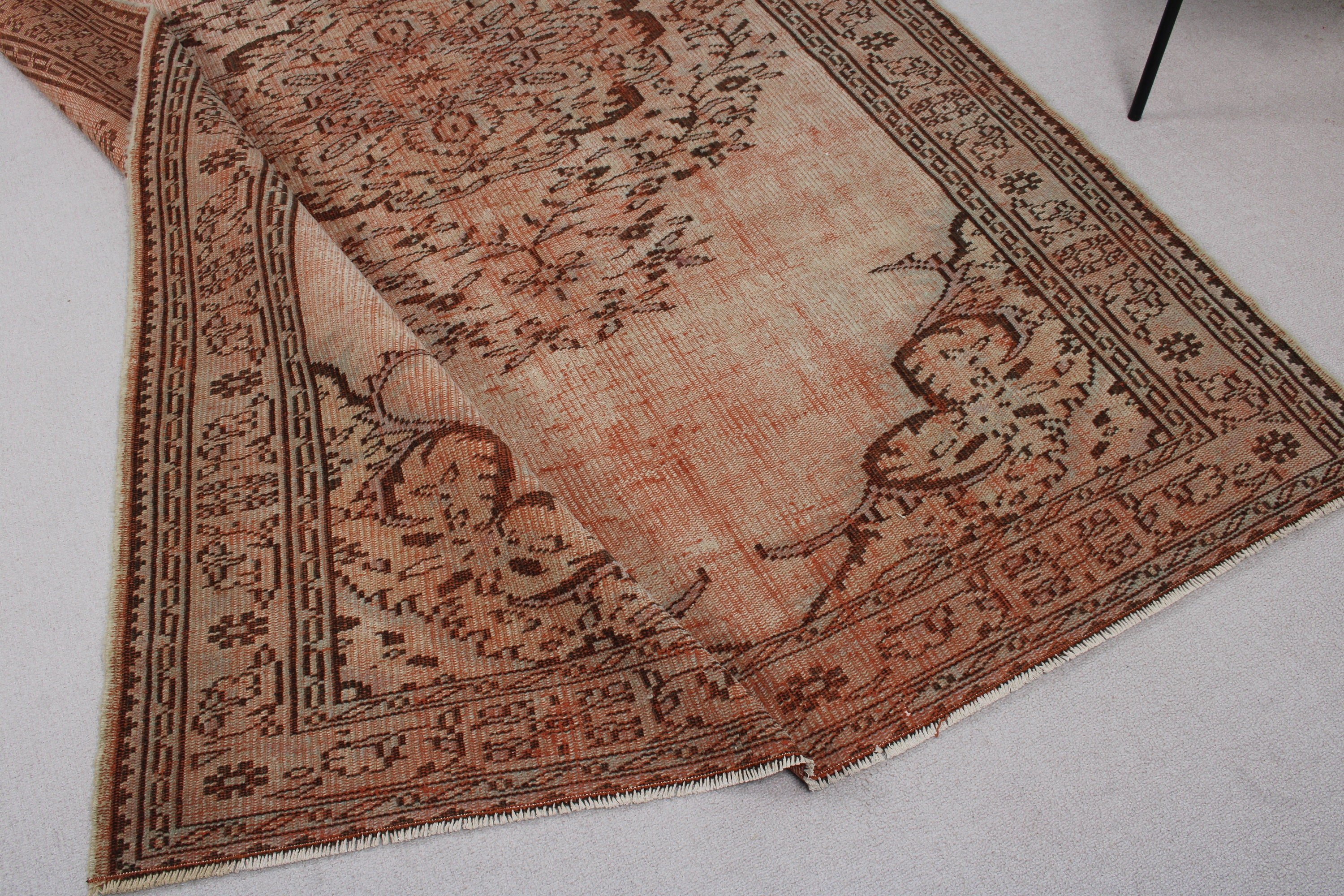 Vintage Halı, Salon Halısı, Kahverengi Oryantal Halılar, 5.3x8.1 ft Büyük Halılar, Büyük Oushak Halıları, Türk Halısı, Ev Dekorasyonu Halıları