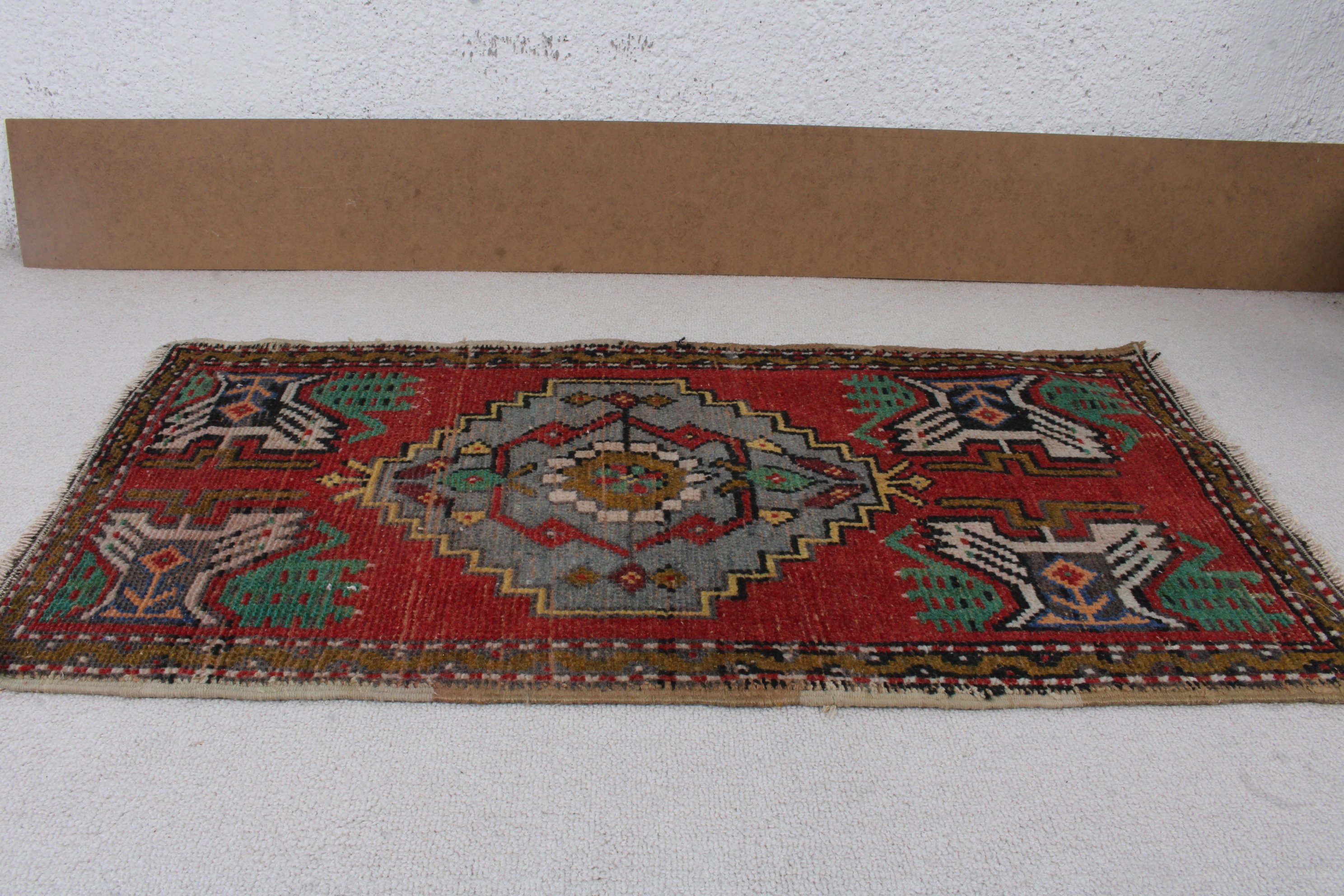 Antika Halı, Vintage Halı, Küçük Vintage Halı, Mutfak Halısı, Bohem Halılar, Kırmızı Nötr Halılar, 1.6x3.2 ft Küçük Halı, Türk Halıları, Araba Paspas Halıları