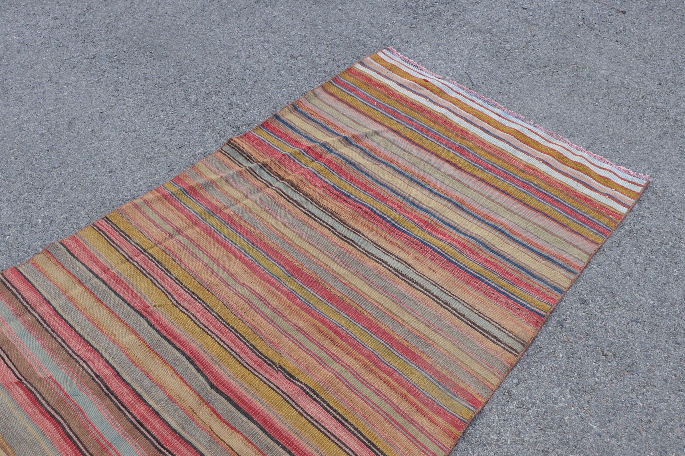 Vintage Halı, Yer Halısı, Oryantal Halı, Boho Halı, Kilim, Kırmızı 4.1x10.4 ft Runner Halıları, Türk Halısı, Koridor Halıları, Mutfak Halıları