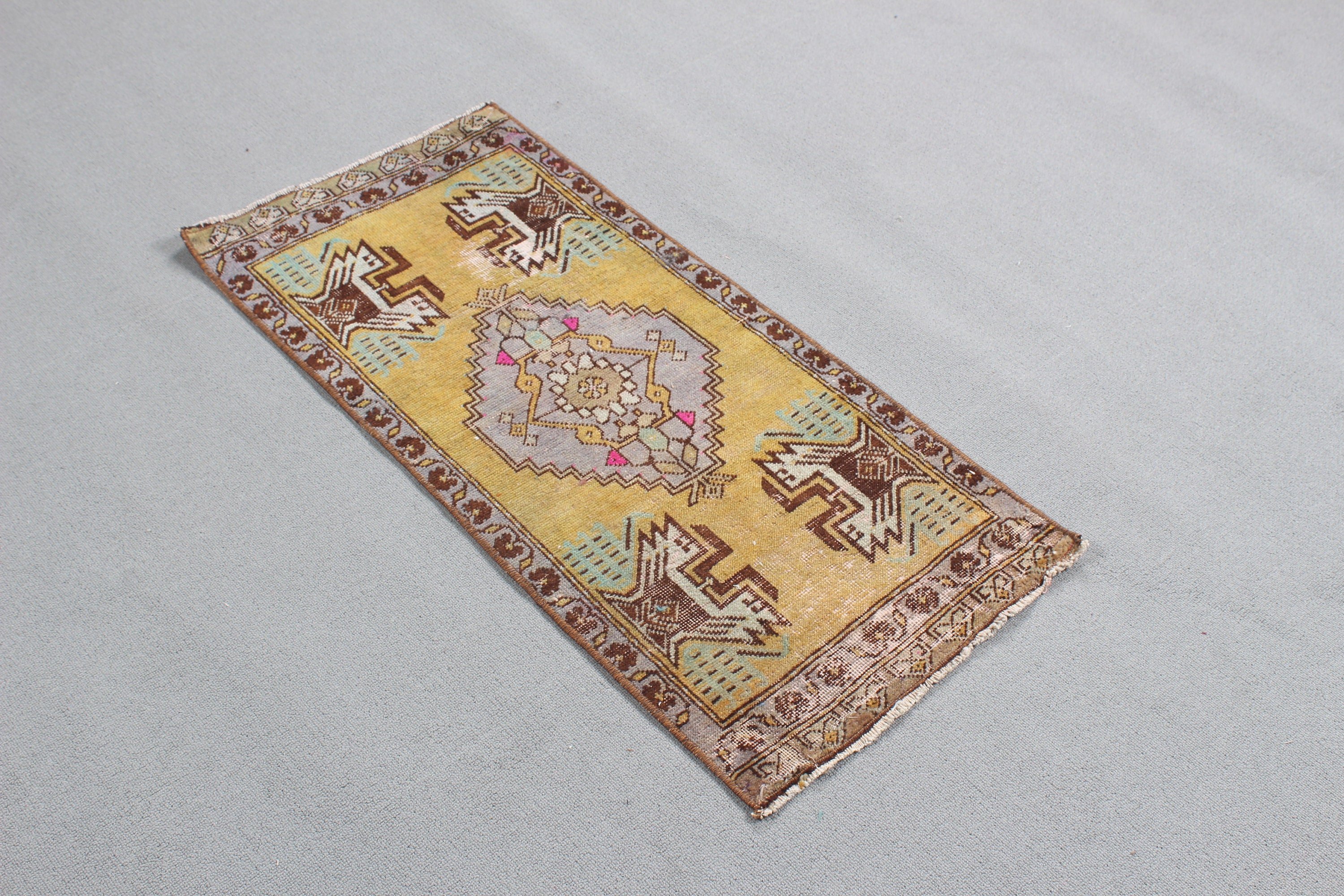 Brown  1.5x3.3 ft Small Rugs, Door Mat Rugs, Anatolian Rug, Vintage Rug, Small Boho Rug, Luxury Rug, Aztec Rug, Turkish Rugs